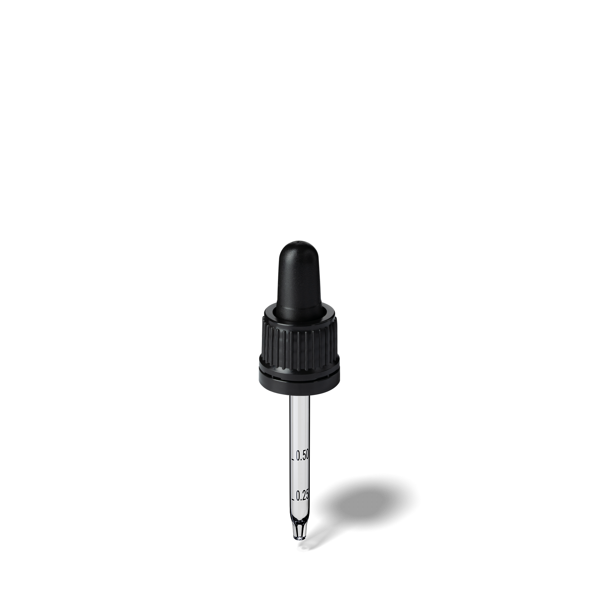 Pipette D02 black ribbed, D18, TE-b, Bulb TPEs-b 0.7, Tip conical 1.0, ORI15, Grad-b-A01