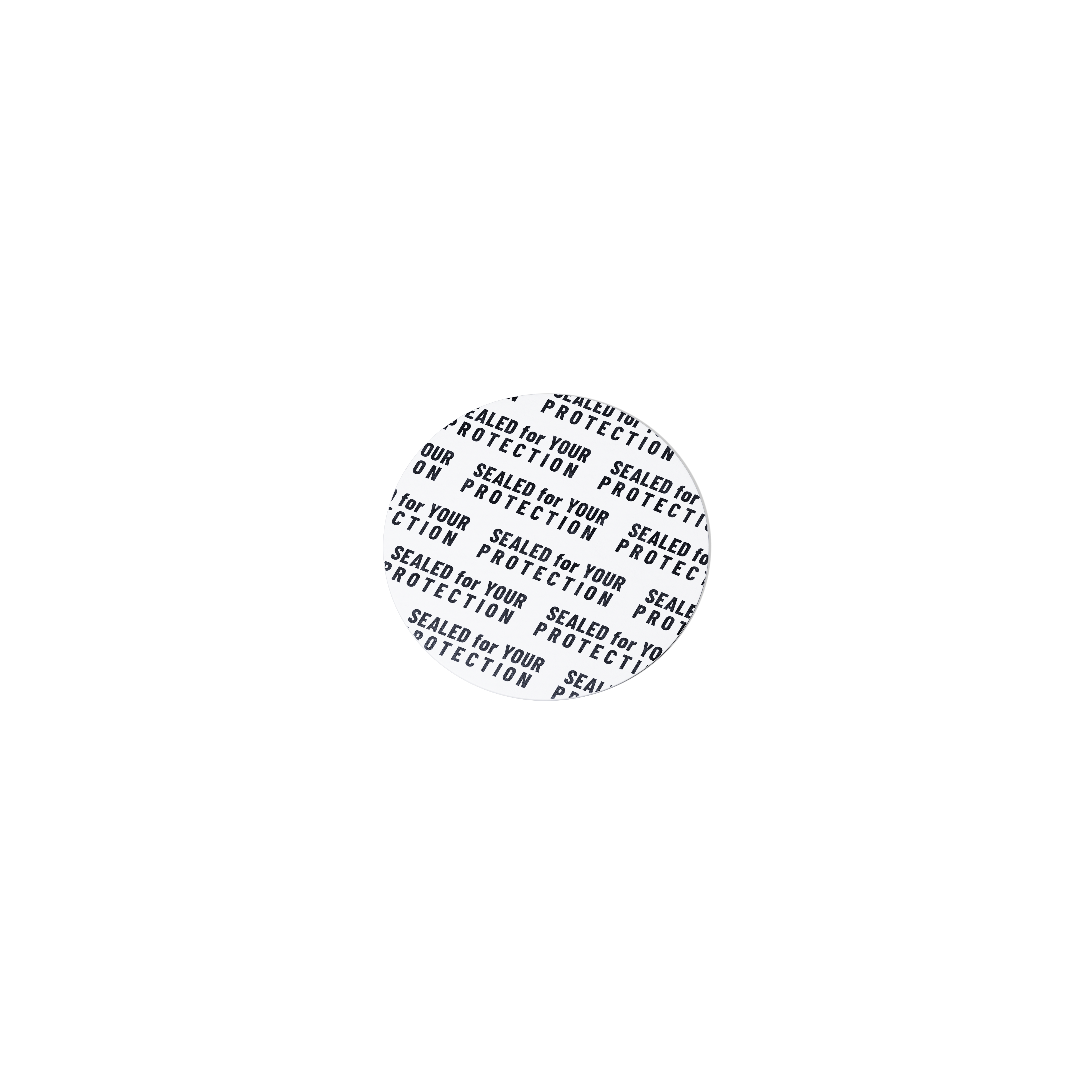 Pressure sensitive seal, 35mm, white, black text (Ceres 10), only applicable for dry goods