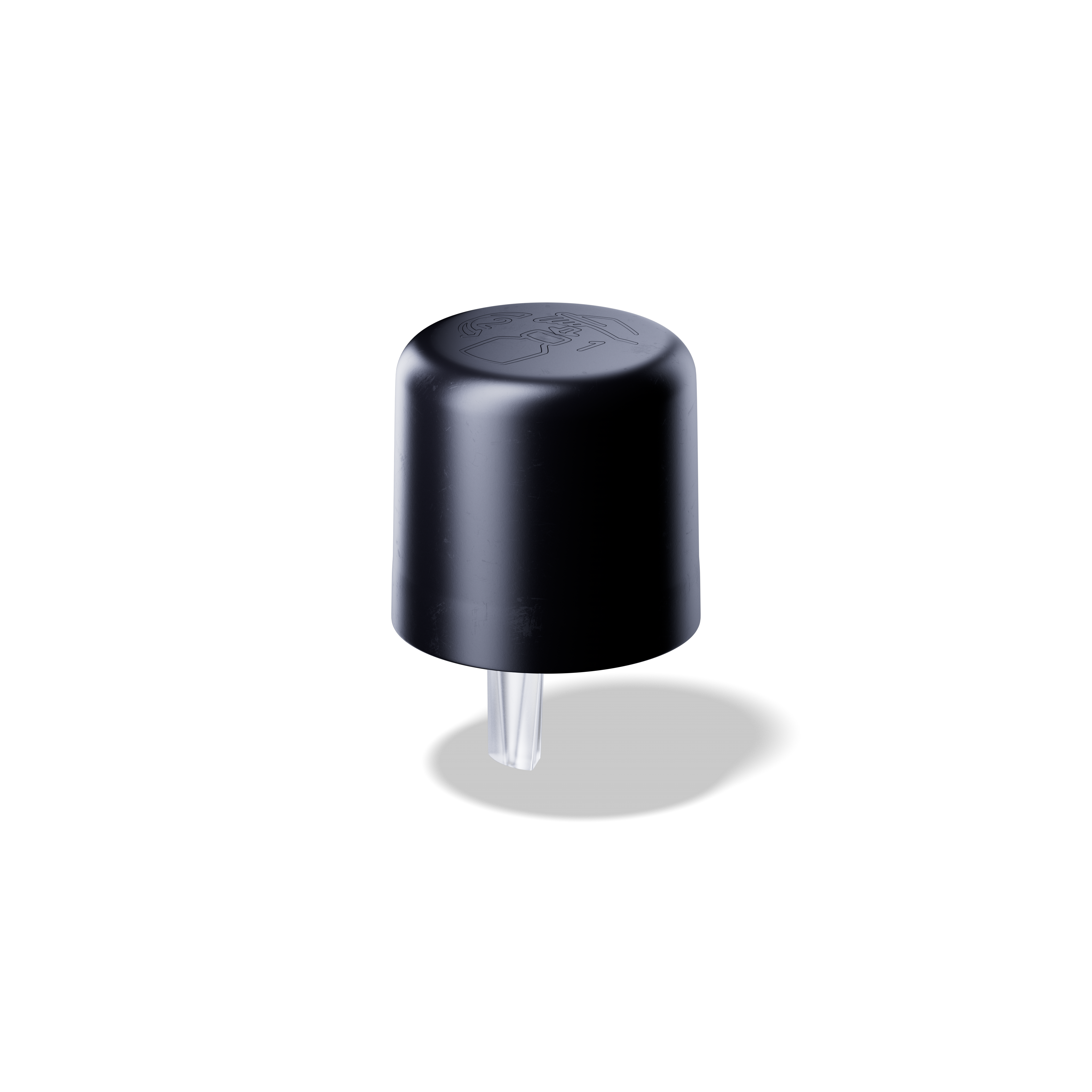 Screw cap child-tamper evident DIN18, II, PP/PEHD, black matt, naturalvertical dropper 1.6mm (Orion)