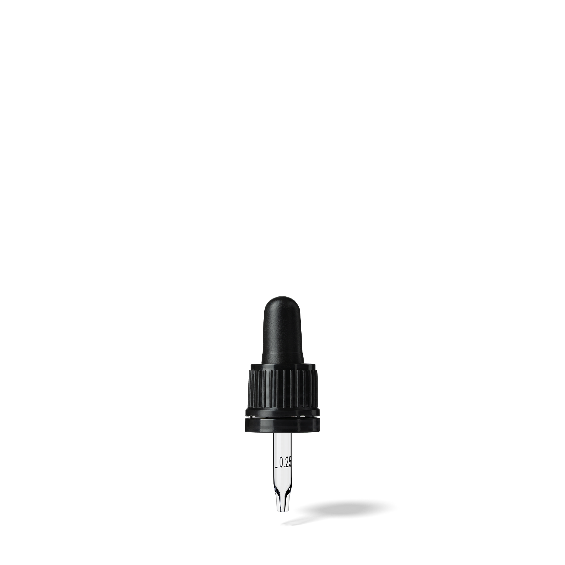 Pipette D02 black ribbed, D18, TE-b, Bulb TPEs-b 0.7, Tip conical 1.0, ORI5/GIN5, Grad-b-A01