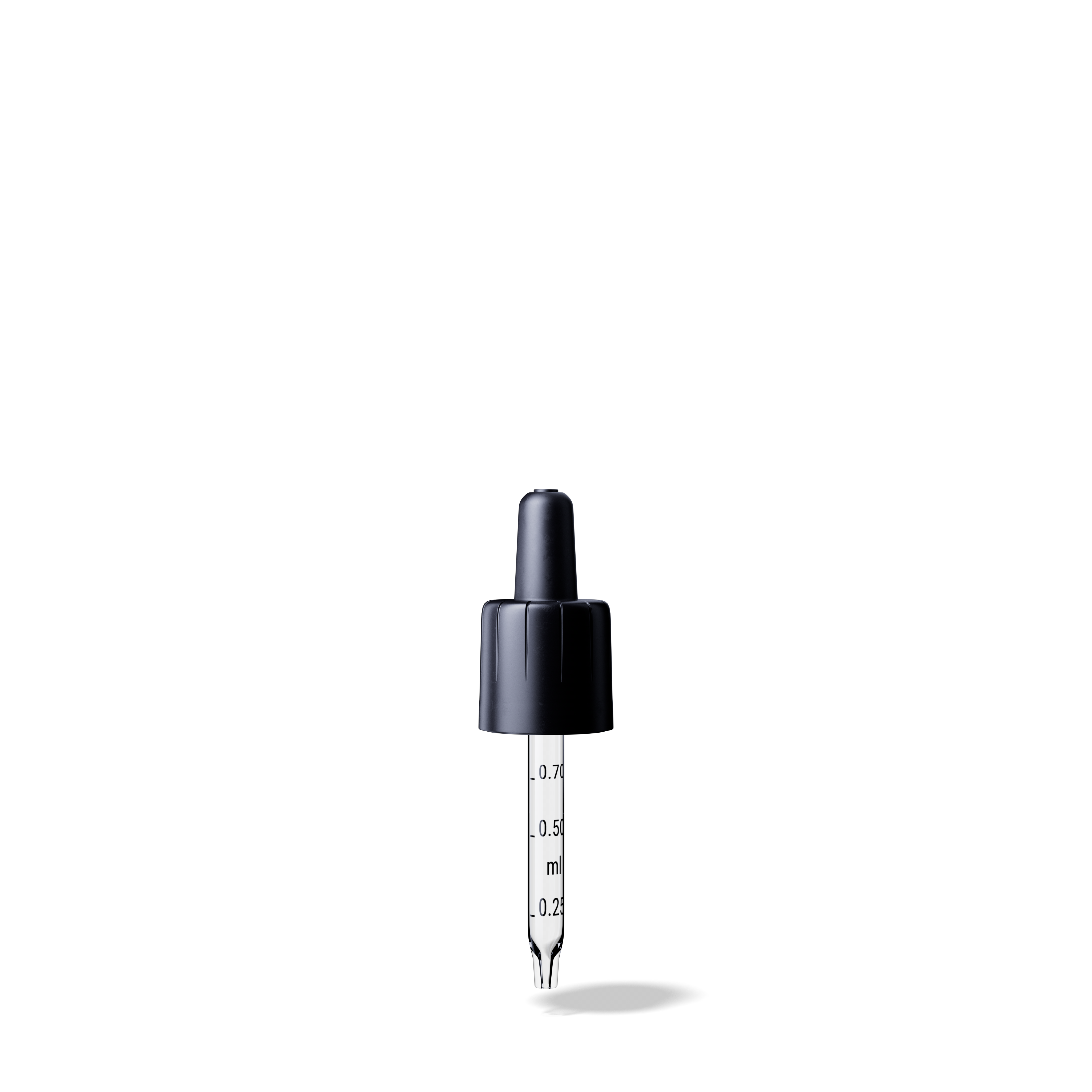 Pipette child-tamper evident DIN18, II, black, bulb TPE, dose 0.7ml, conical tip (Orion 10-63) grad.