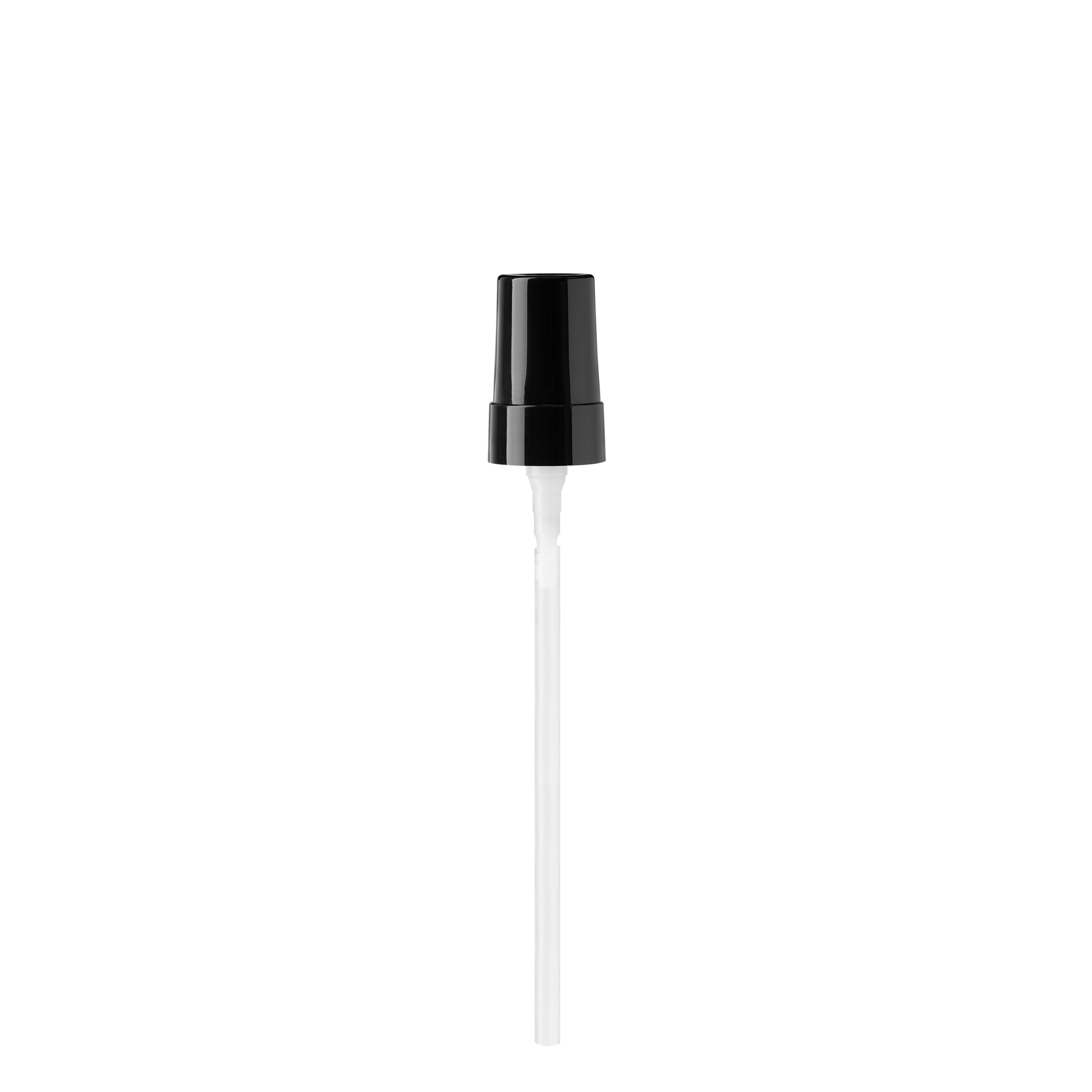 Lotion pump Sinfonia 18/400, PP, black, glossy finish, dose 0.10ml, black overcap (Mira 30)    Lotion pump Sinfonia 18/400, PP, black, glossy finish, dose 0.10ml, black overcap (Mira 30)