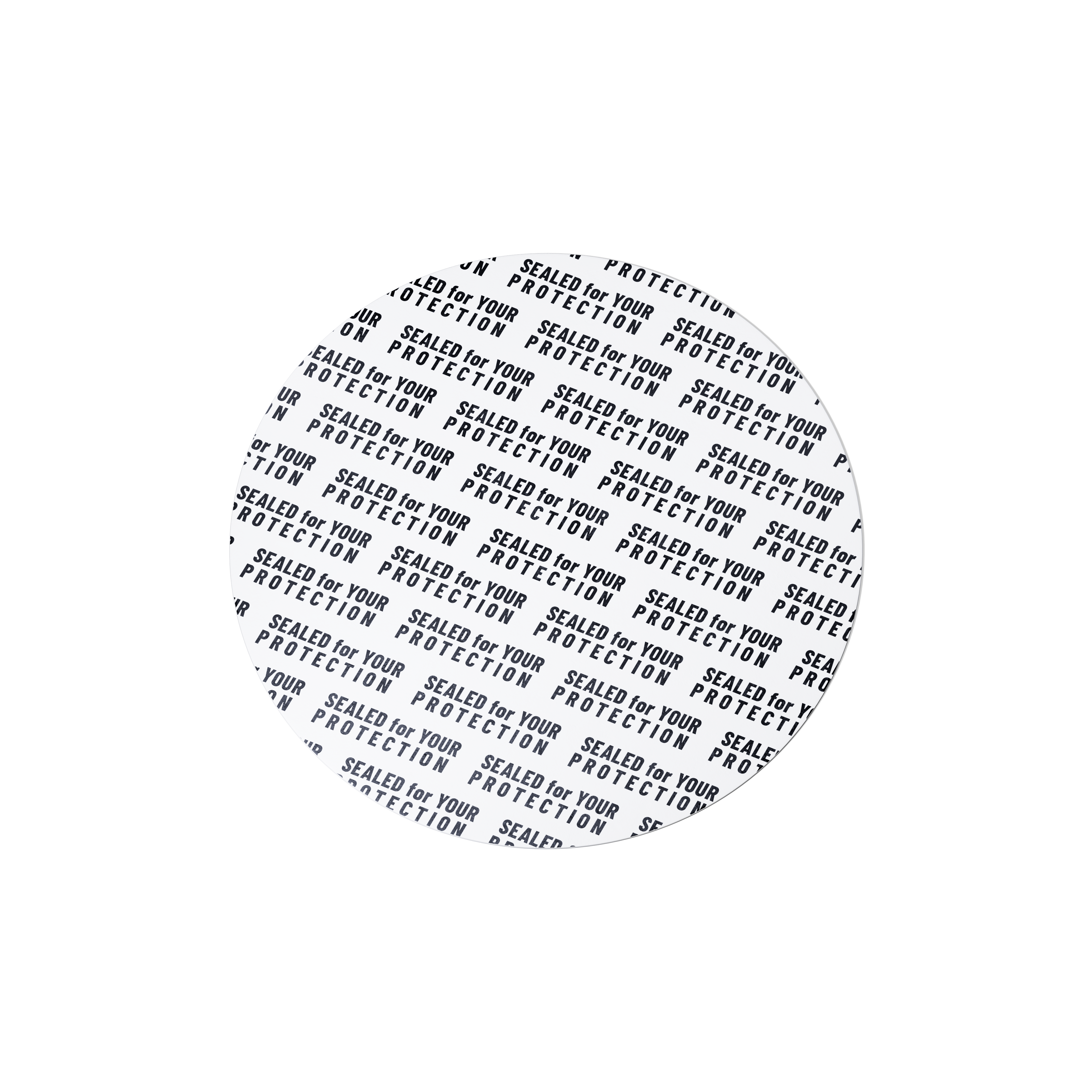 Pressure sensitive seal, 68mm, white, text (Saturn 250/400), only applicable for dry goods   