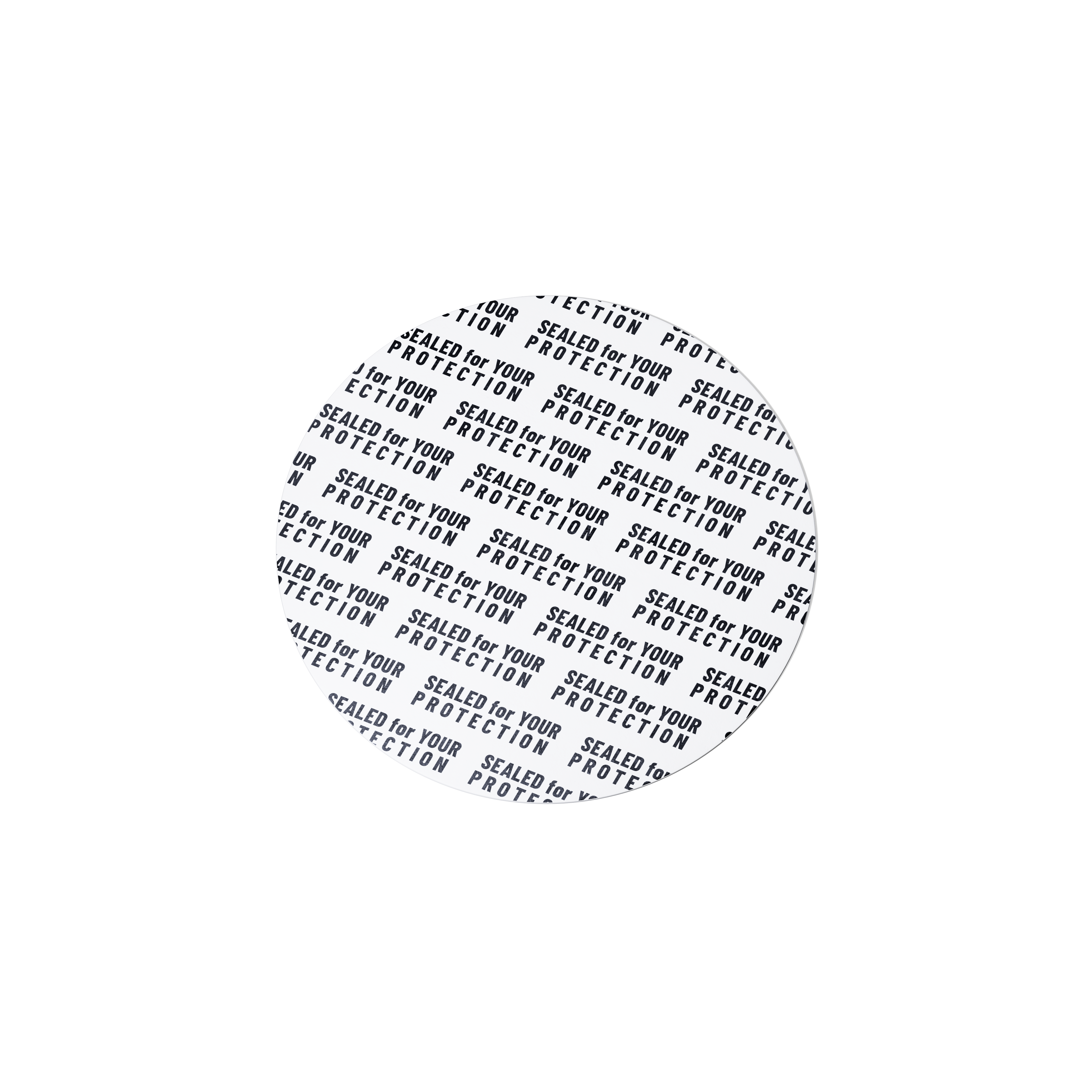 Pressure sensitive seal, 58mm, white, text (Ceres 100/Carina 500), only applicable for dry goods