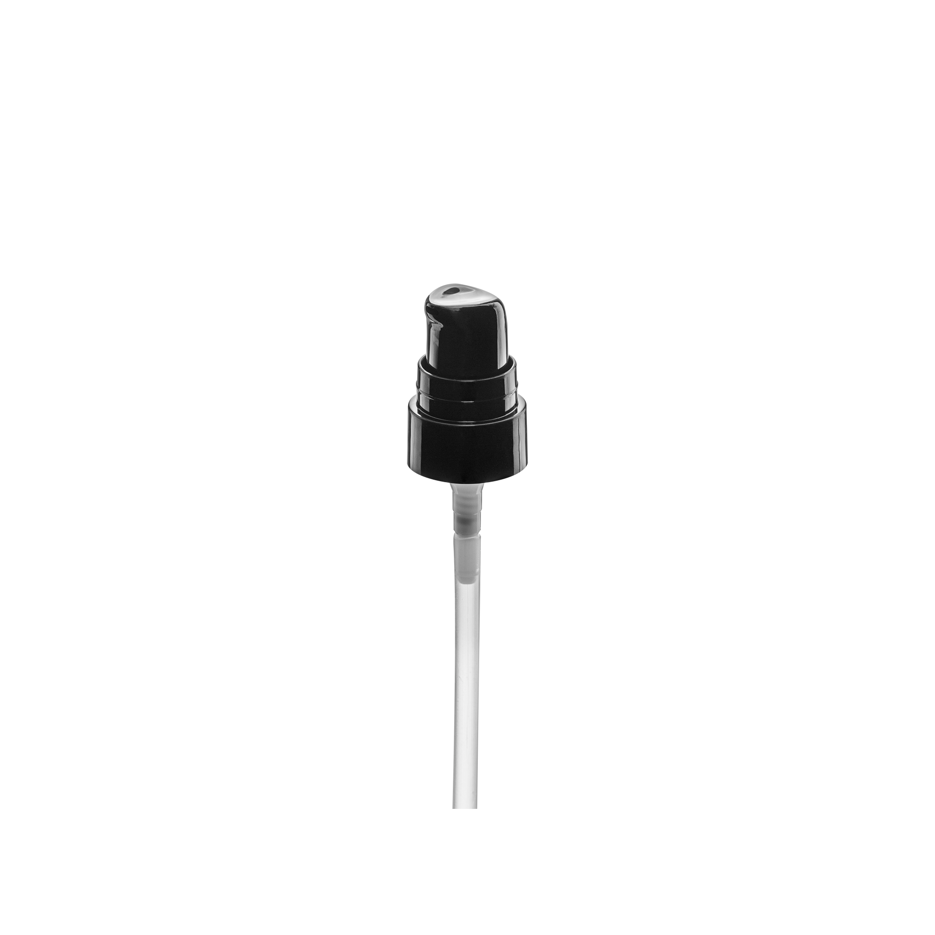 Lotion pump Sinfonia 18/400, PP, black, glossy finish, dose 0.10ml, black overcap (Alhena 30)   