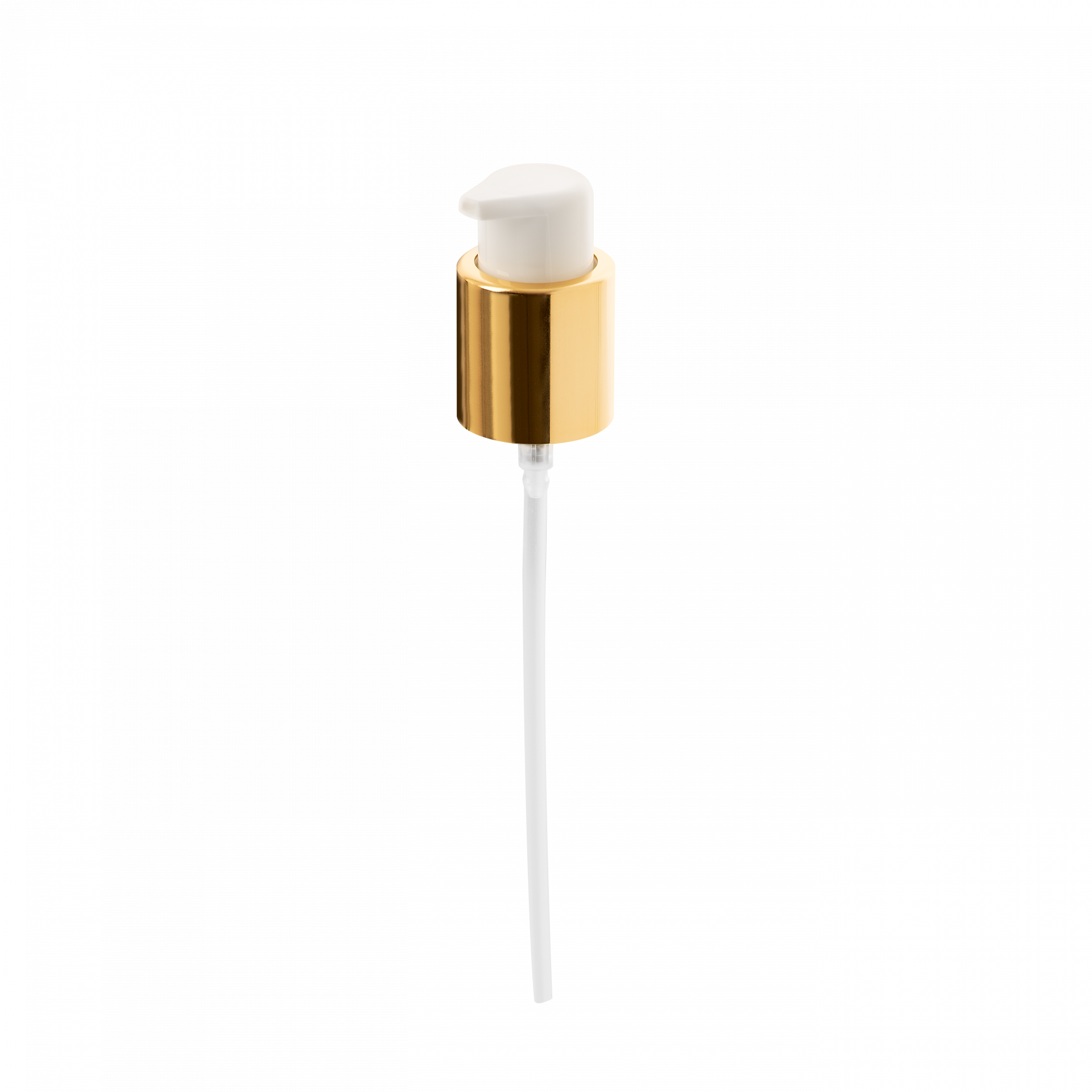 Lotion pump PZL 24/410, PP/metal, gold shiny collar, dose 0.25ml, twist-lock (Draco 120)