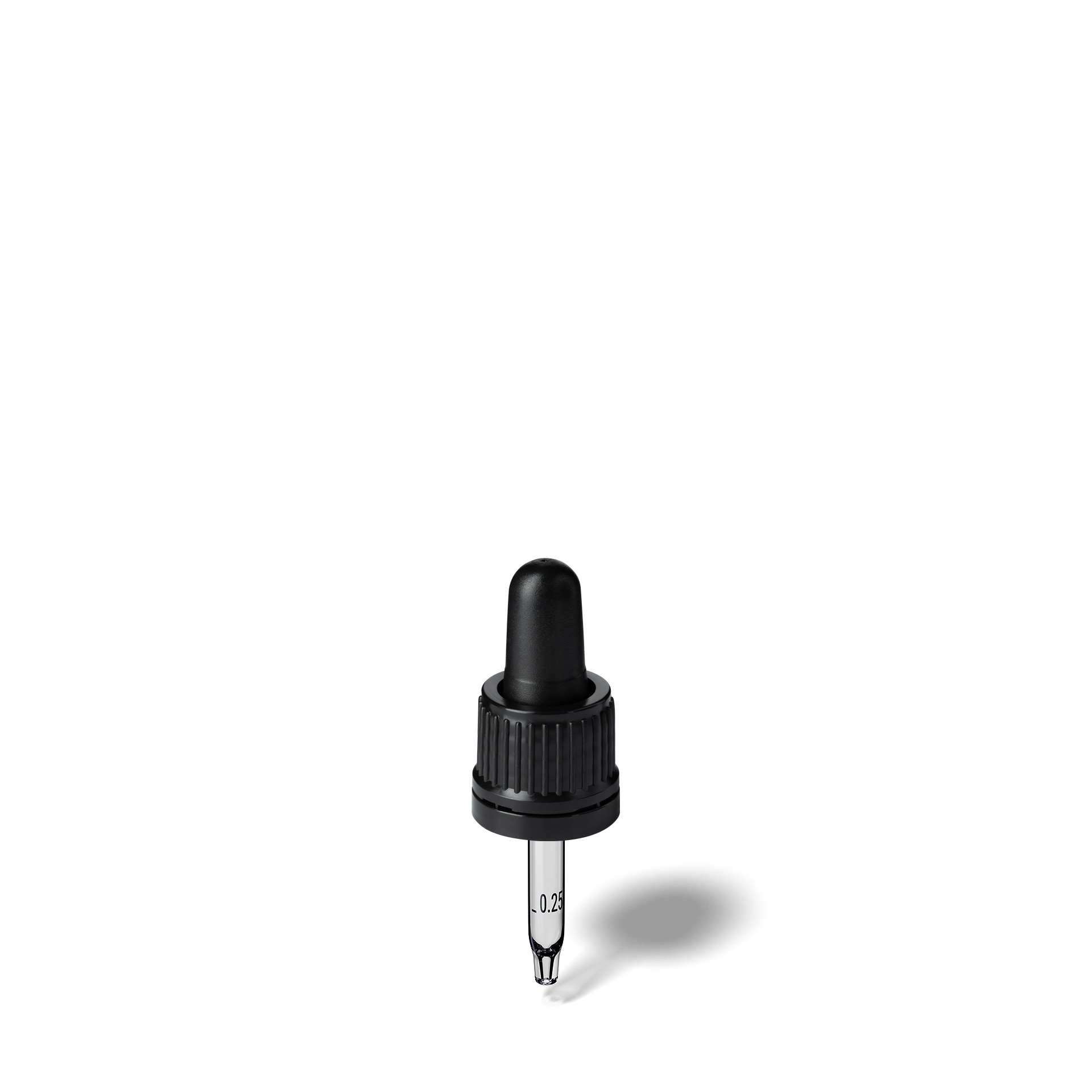 Pipette D02 black ribbed, D18, TE-b, Bulb TPEs-b 0.7, Tip conical 1.0, ORI5/GIN5, Grad-b-A01