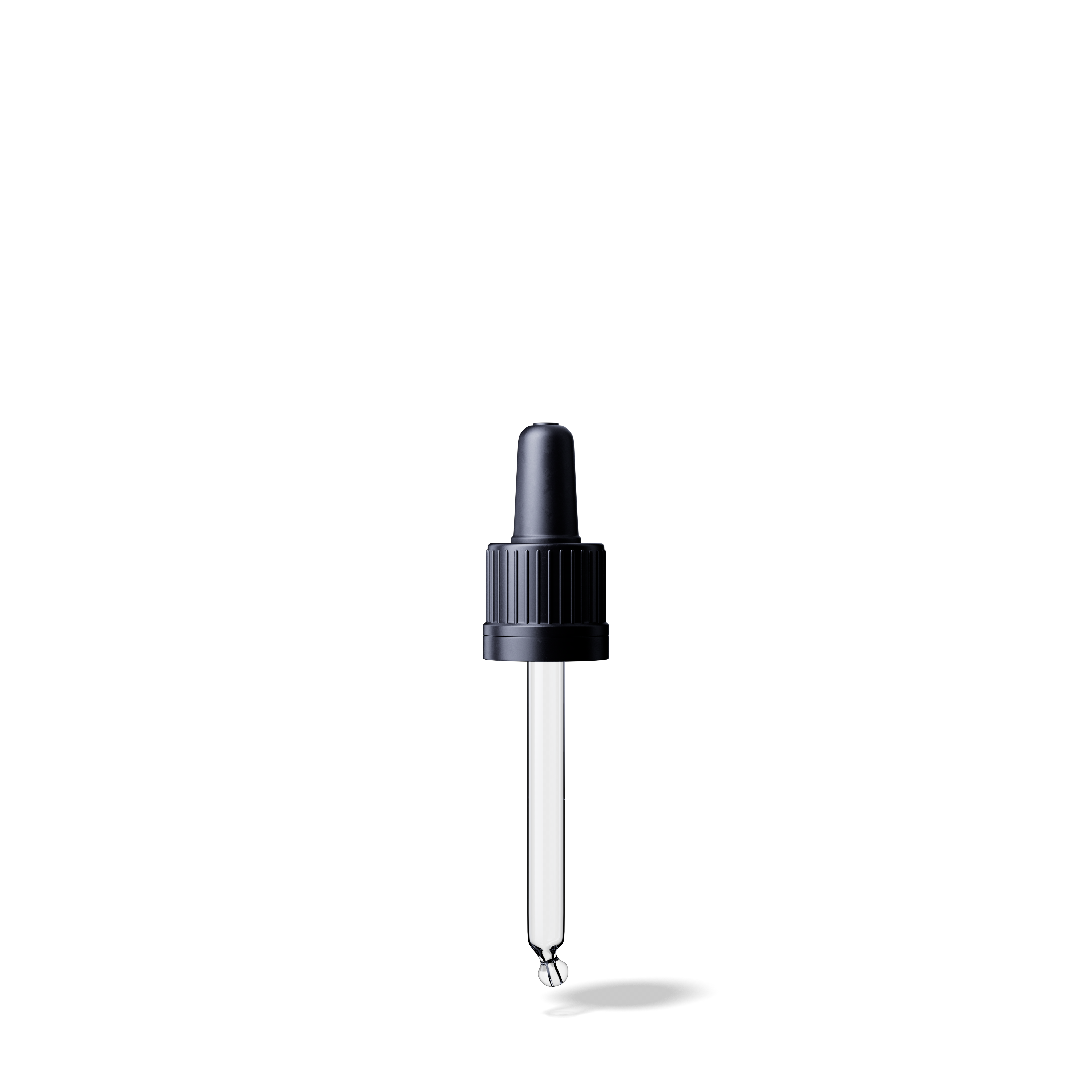 Pipette tamper evident DIN18, II, black, ribbed, bulb TPE, dose 0.7ml, bent ball tip (Orion 20)