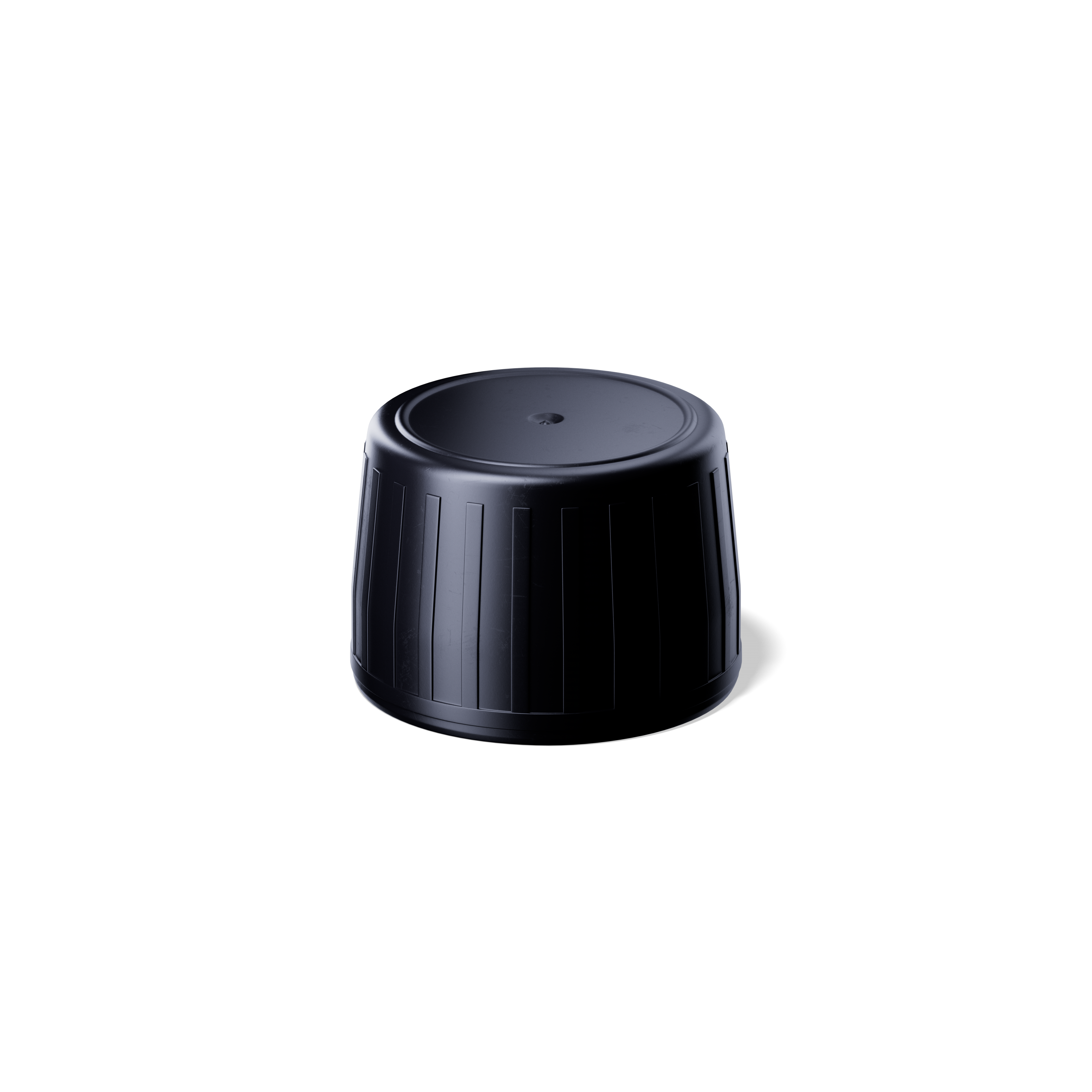 Screw cap tamper evident PP28, III, PP, black, ribbed, natural pourer PELD (Aquarius)