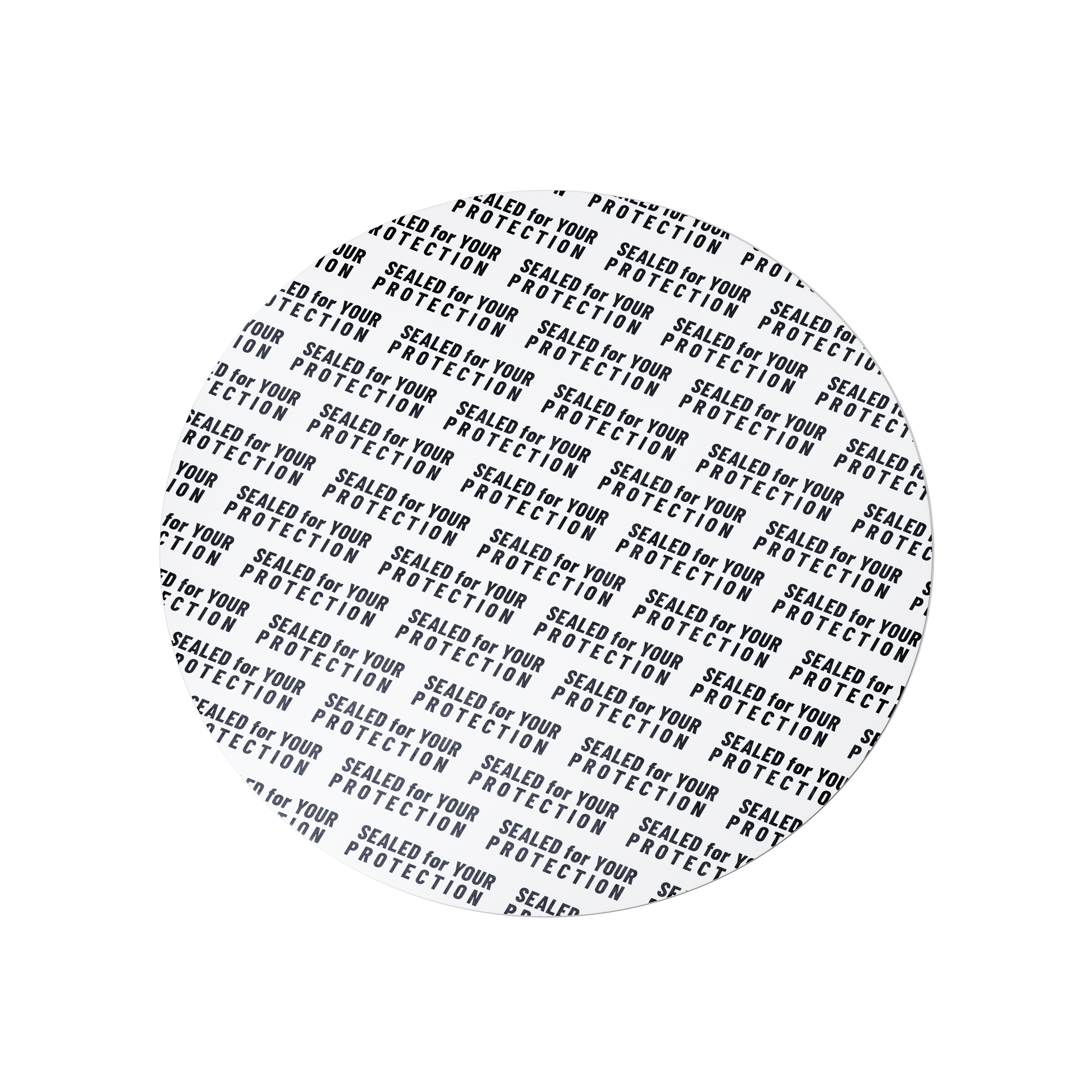 Pressure sensitive seal, 83mm, white, black text (Eris 240), only applicable for dry goods   
