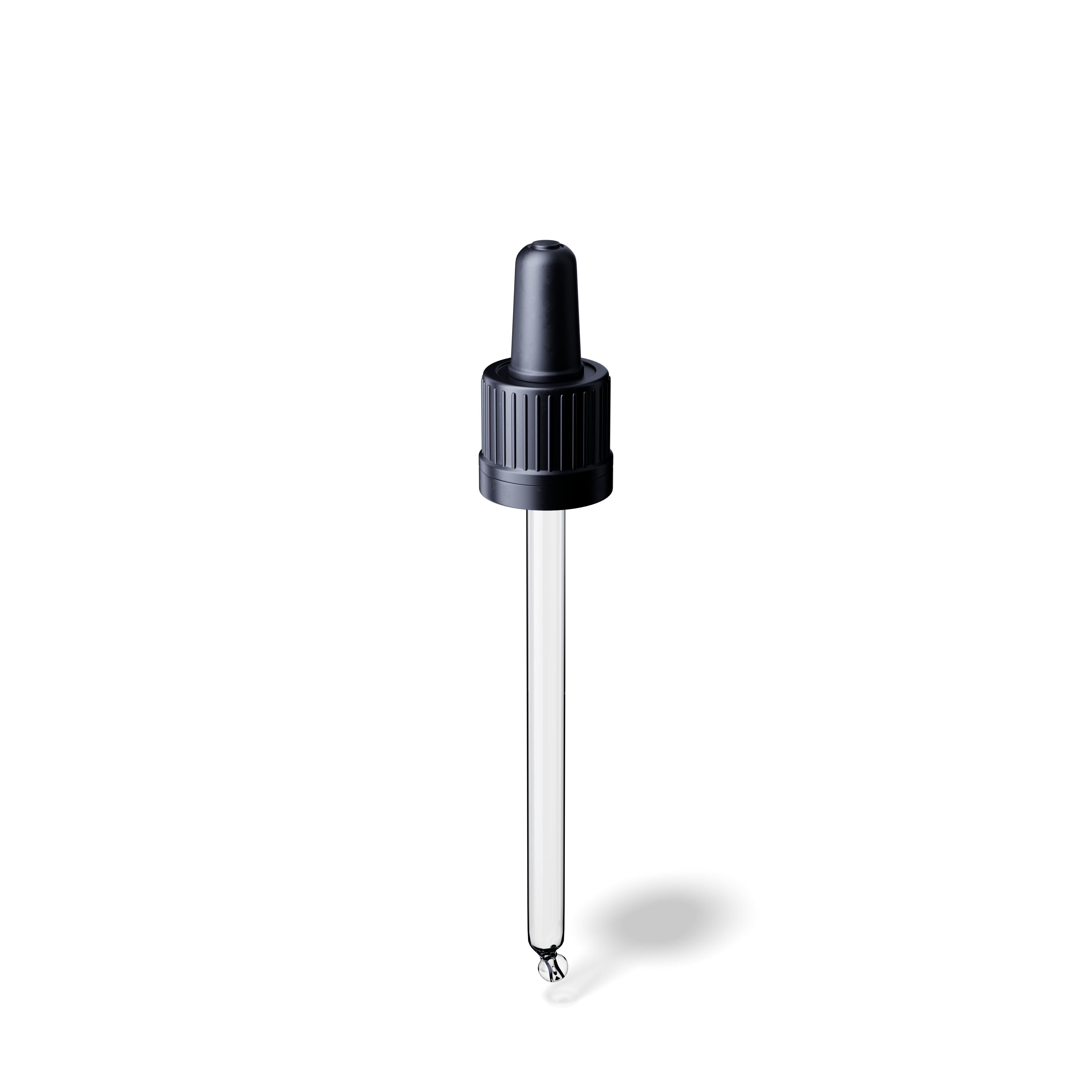 Pipette tamper evident DIN18, II, black, ribbed, bulb TPE, dose 0.7ml, bent ball tip (Orion 50)