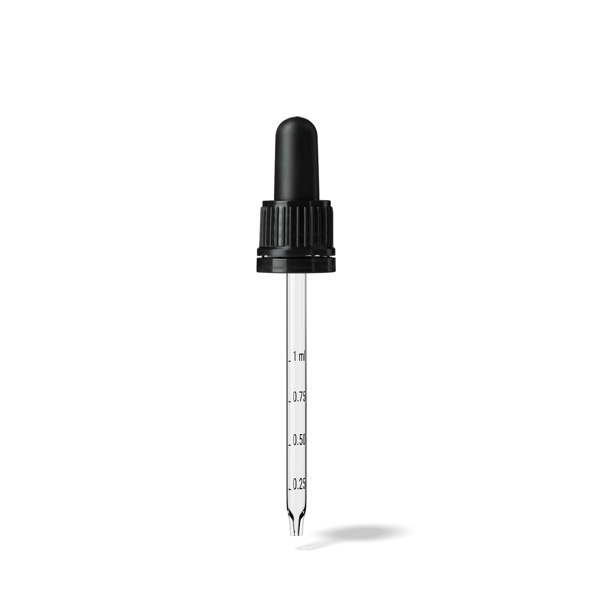 Pipette D02 black ribbed, D18, TE-b, Bulb TPEs-b 1.0, Tip conical 1.0, Grad-b-A02, ORI50/60-106