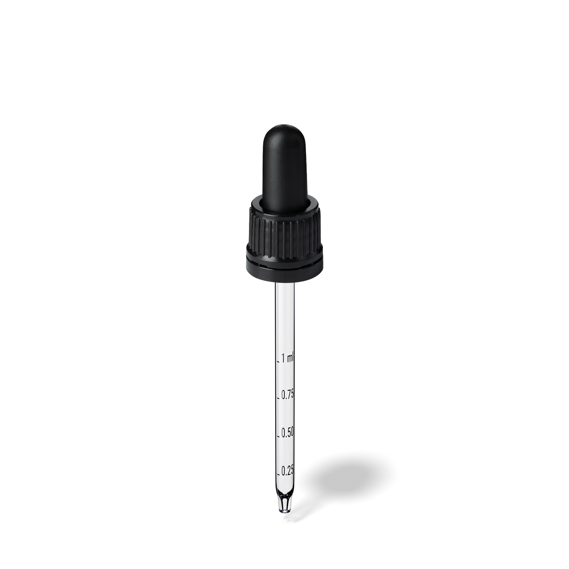 Pipette D02 black ribbed, D18, TE-b, Bulb TPEs-b 1.0, Tip conical 1.0, Grad-b-A02, ORI50/60-106 Pipette D02 black ribbed, D18, TE-b, Bulb TPEs-b 1.0, Tip conical 1.0, Grad-b-A02, ORI50/60-106