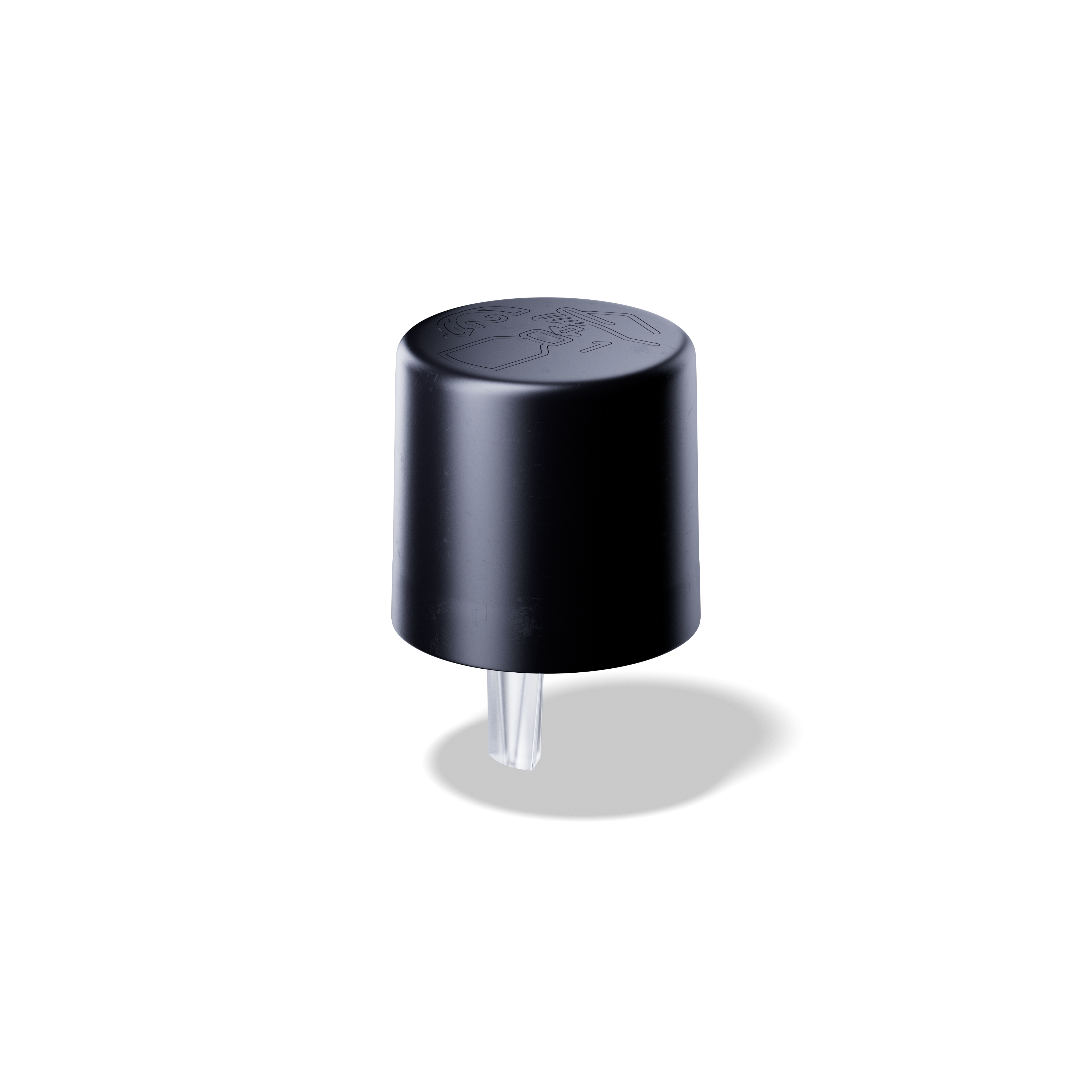 Screw cap child-tamper evident DIN18, II, PP/PEHD, black matt, naturalvertical dropper 0.7mm (Orion)