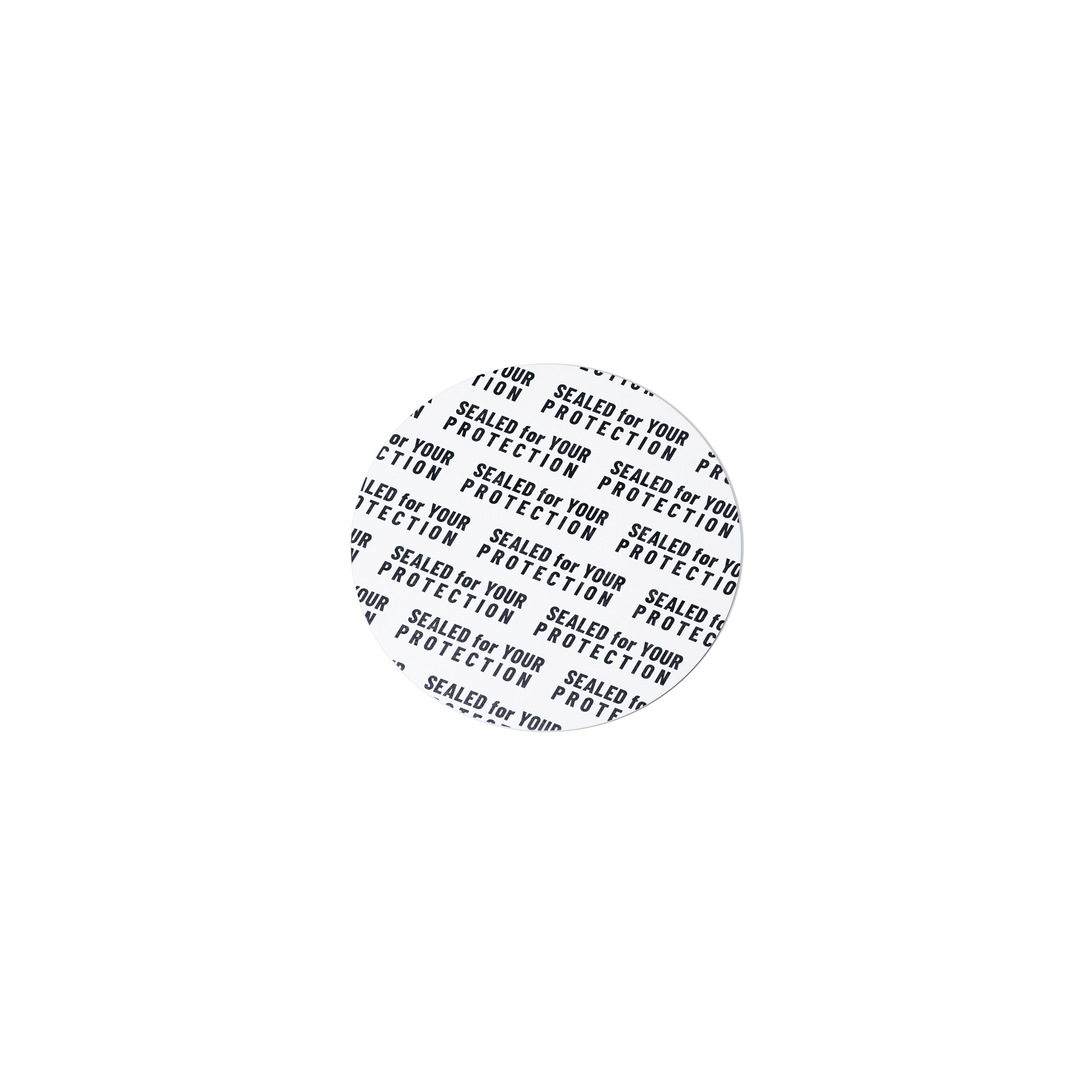 Pressure sensitive seal, 42mm, white, black text (Saturn 50/100-96), only applicable for dry goods