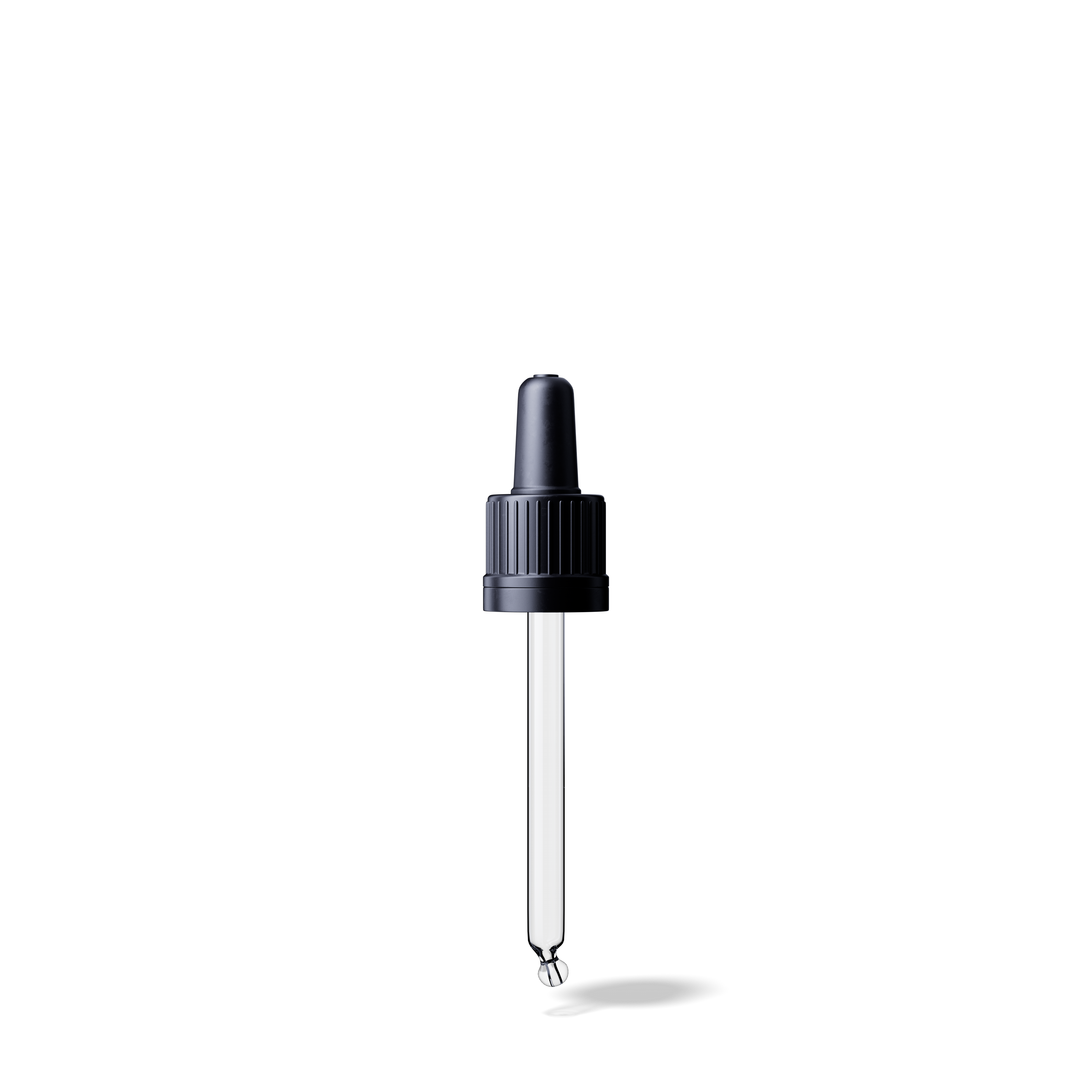 Pipette tamper evident DIN18, II, black, ribbed, bulb TPE, dose 0.7ml, bent ball tip (Orion 30)