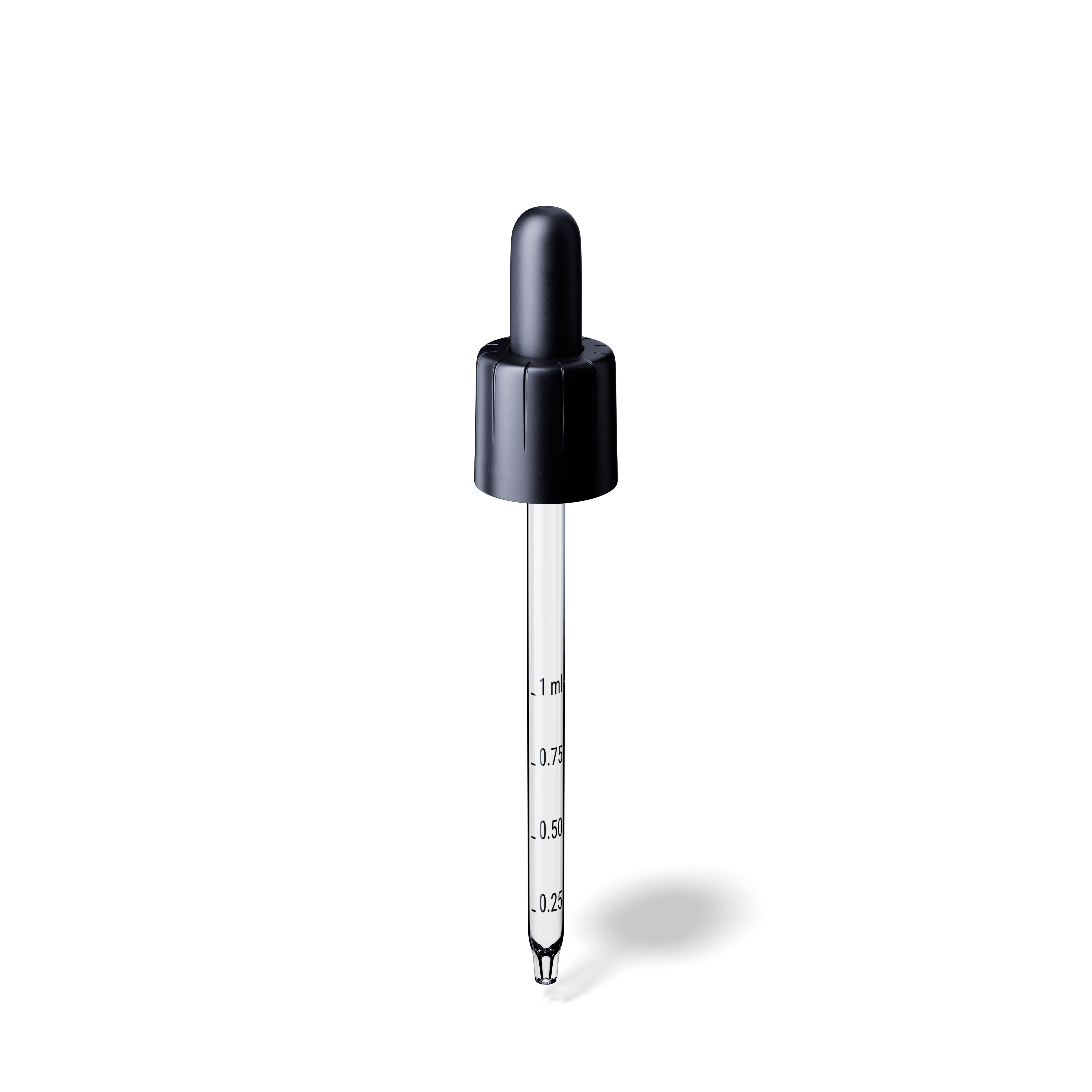 Pipette child-tamper evident DIN18, II, black, bulb TPE, dose 1.0ml, conical tip (Orion 60) grad.