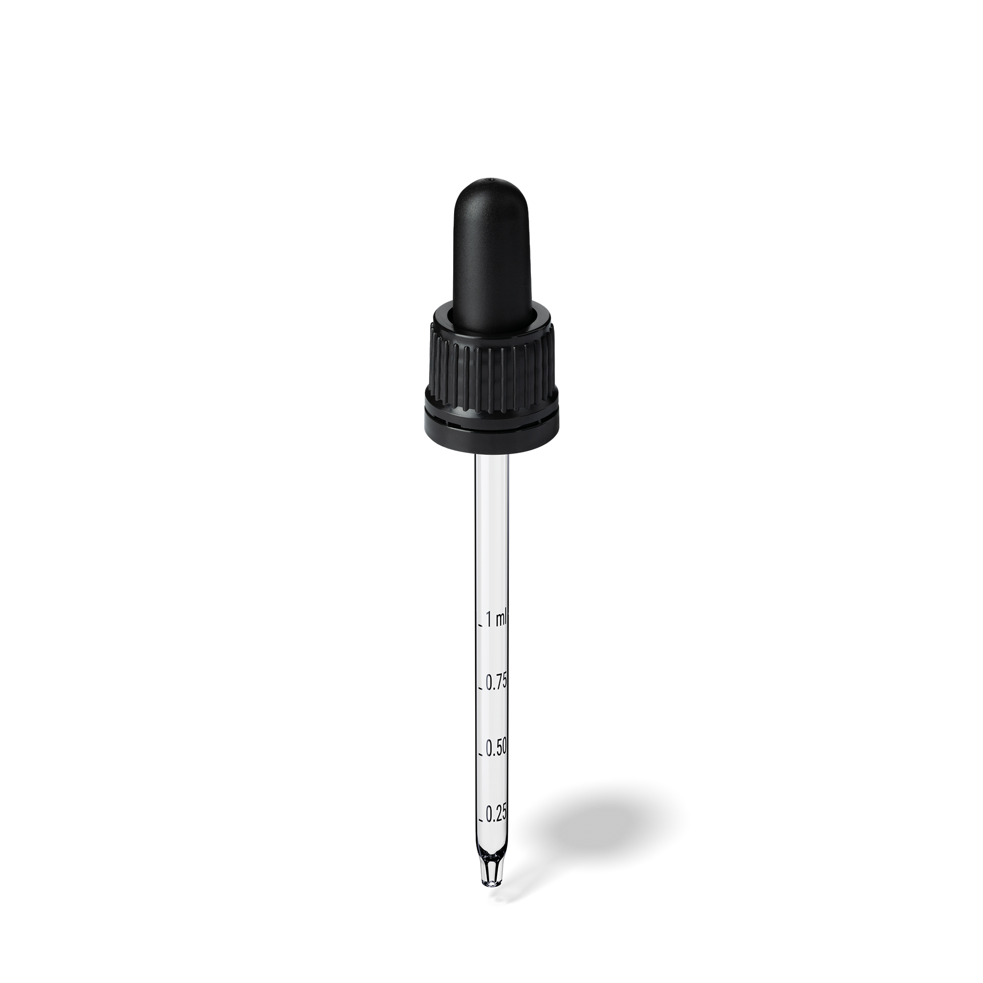 Pipette D02 black ribbed, D18, TE-b, Bulb TPEs-b 1.0, Tip conical 1.0, Grad-b-A02, ORI60-111/GIN100