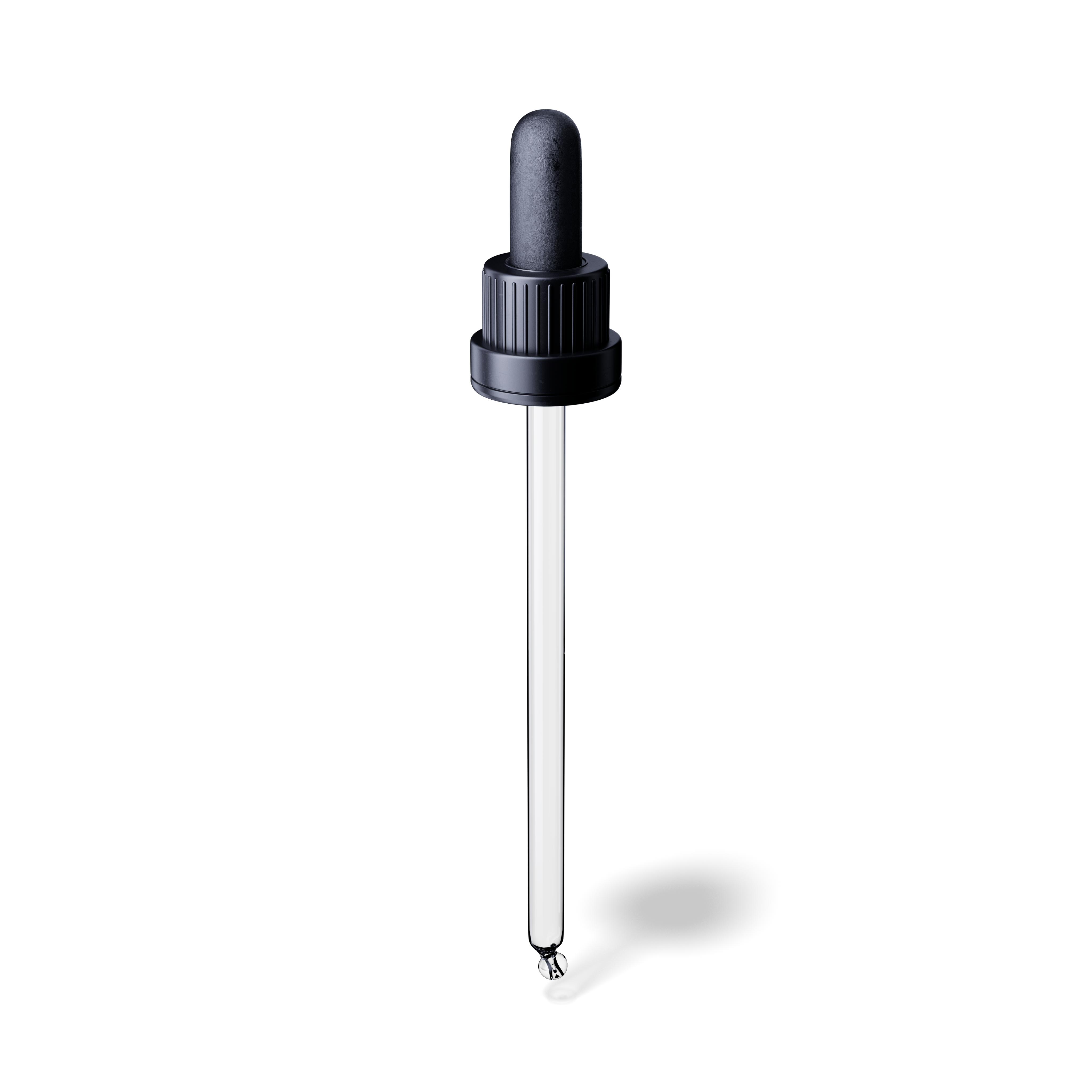 Pipette tamper evident DIN18, III, black, ribbed, bulb CB, dose 1.0ml, bent ball tip (Orion 100)