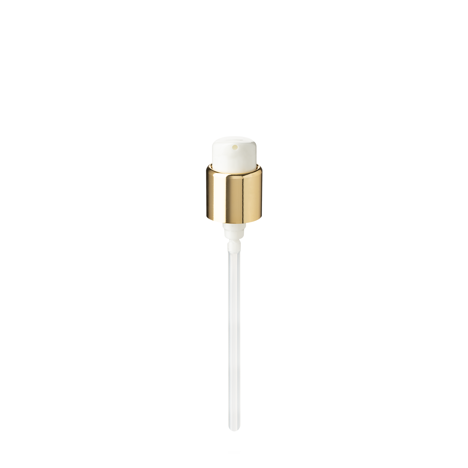 Lotion pump Metropolitan 18/400, PP/metal, gold shiny collar, dose 0.15ml, twist-lock (Lynx 30)
