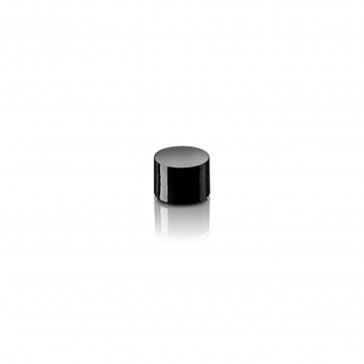 Screw cap, standard, 20/410, PP, black, glossy finish, white inlay
