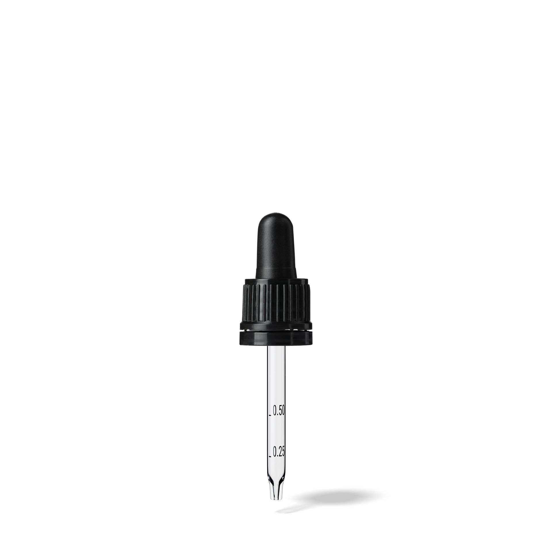 Pipette D02 black ribbed, D18, TE-b, Bulb TPEs-b 0.7, Tip conical 1.0, ORI20/GIN20, Grad-b-A01