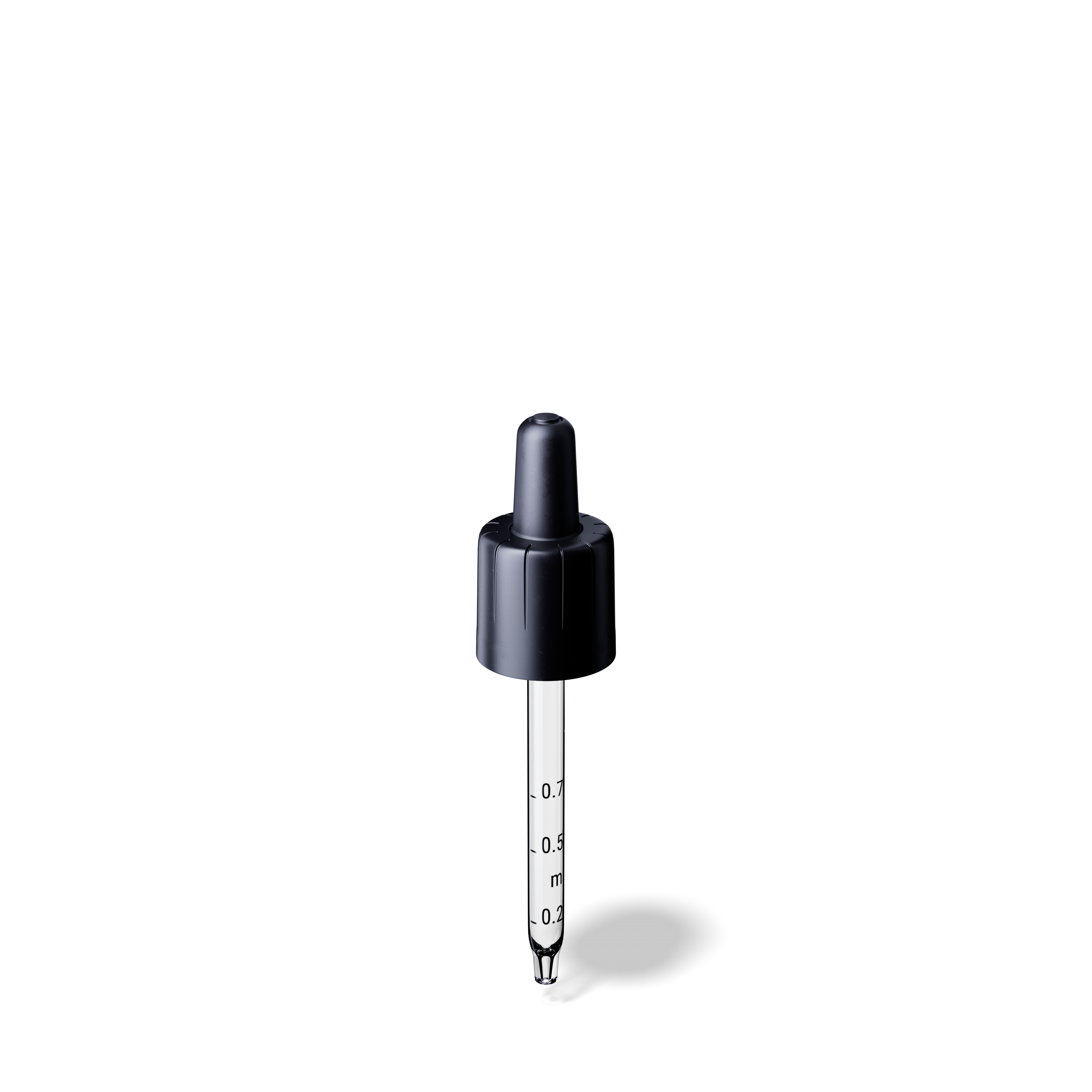 Pipette child-tamper evident DIN18, II, black, bulb TPE, dose 0.7ml, conical tip (Orion 30) grad.