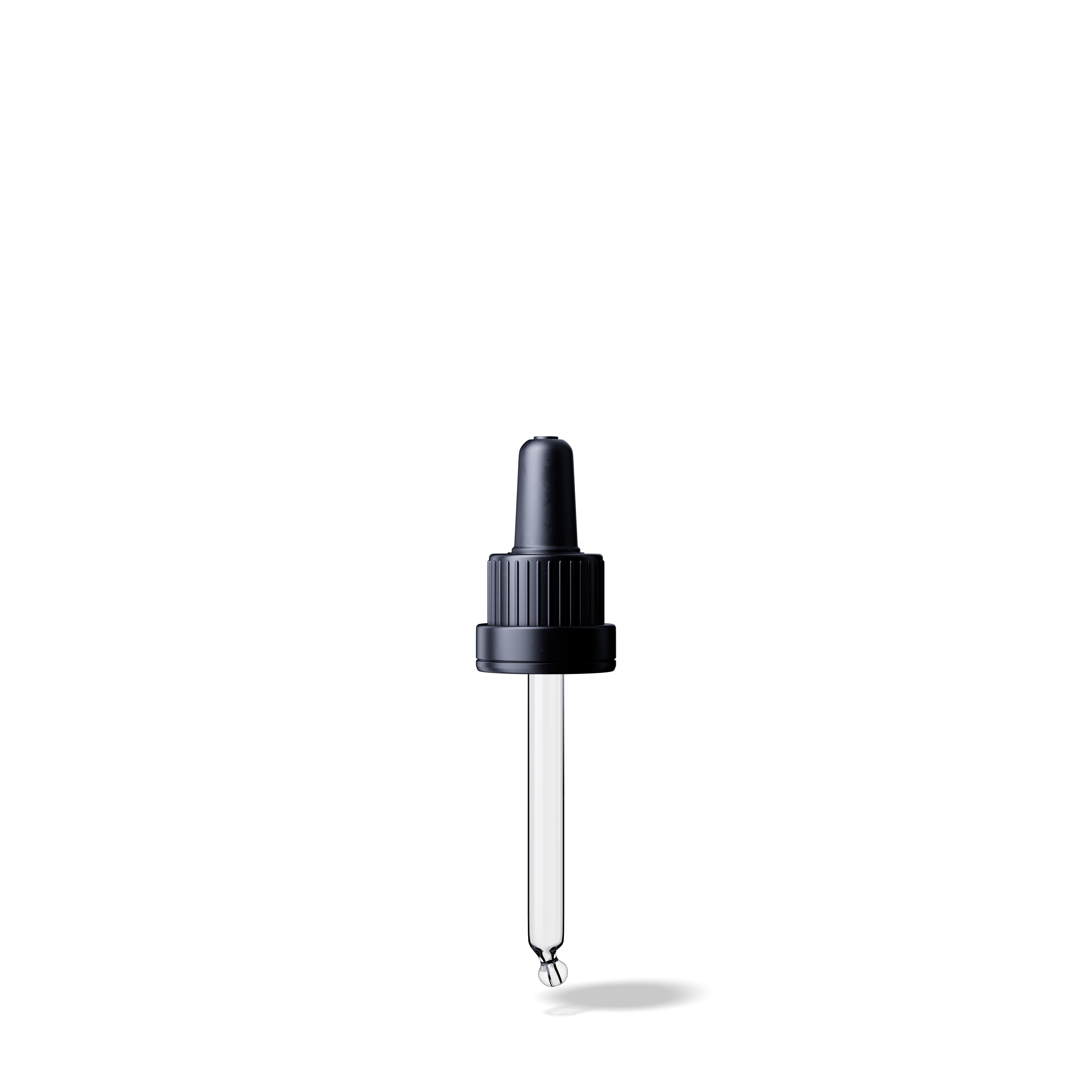 Pipette tamper evident DIN18, III, black, ribbed, bulb TPE, dose 0.7ml, bent ball tip (Orion 20)