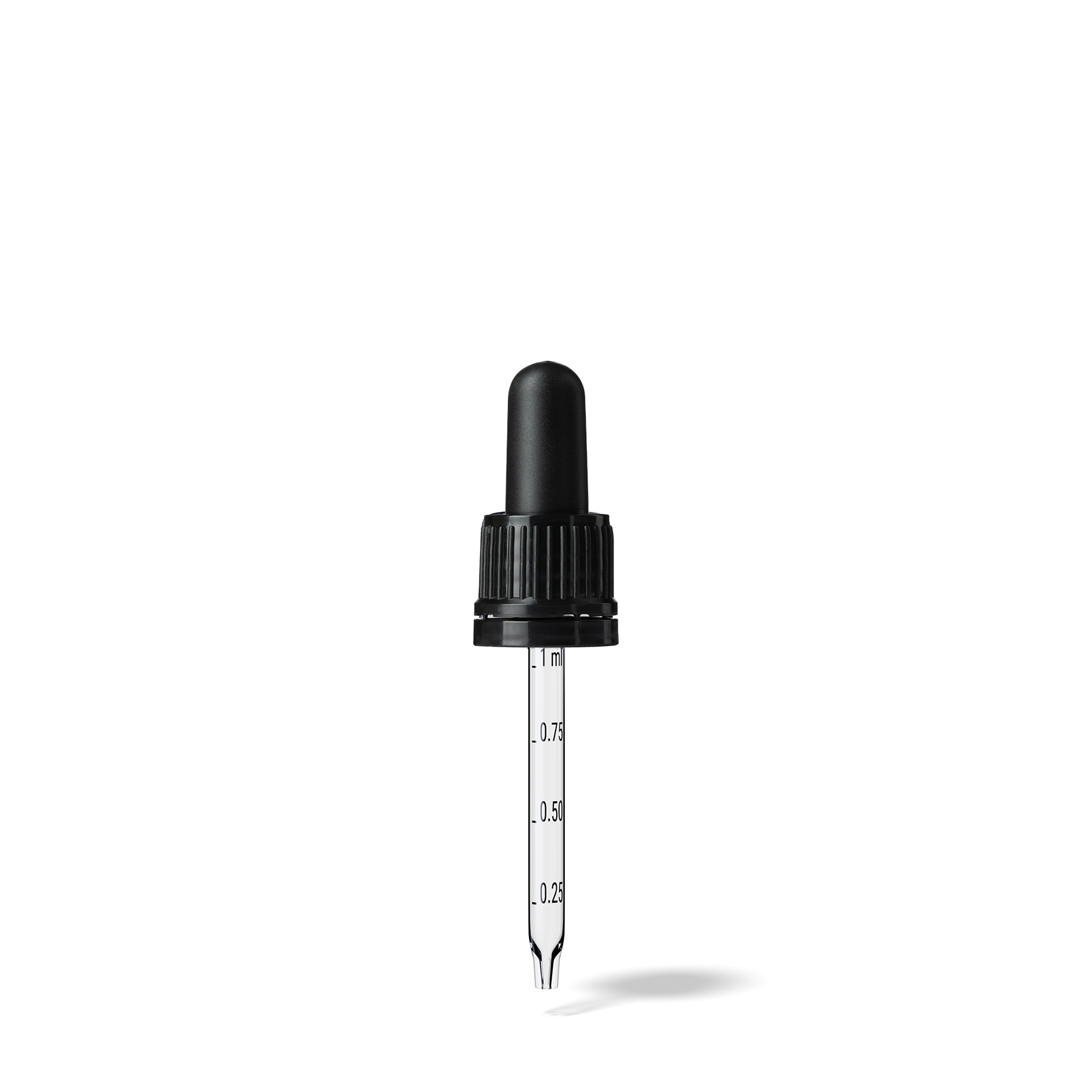 Pipette D02 black ribbed, D18, TE-b, Bulb TPEs-b 1.0, Tip conical 1.0, ORI30/GIN30, Grad-b-A02