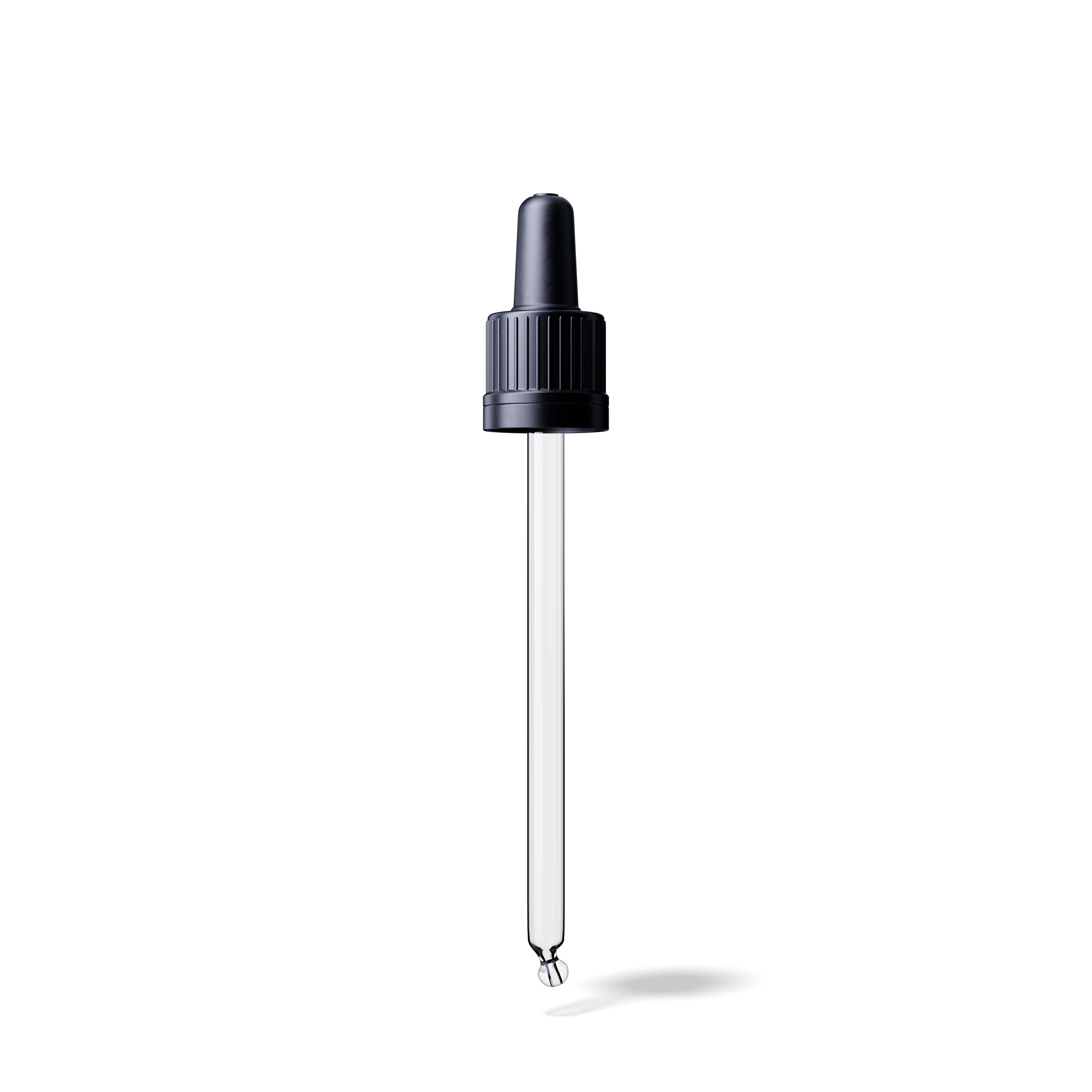 Pipette tamper evident DIN18, II, black, ribbed, bulb TPE, dose 0.7ml, bent ball tip (Orion 60)