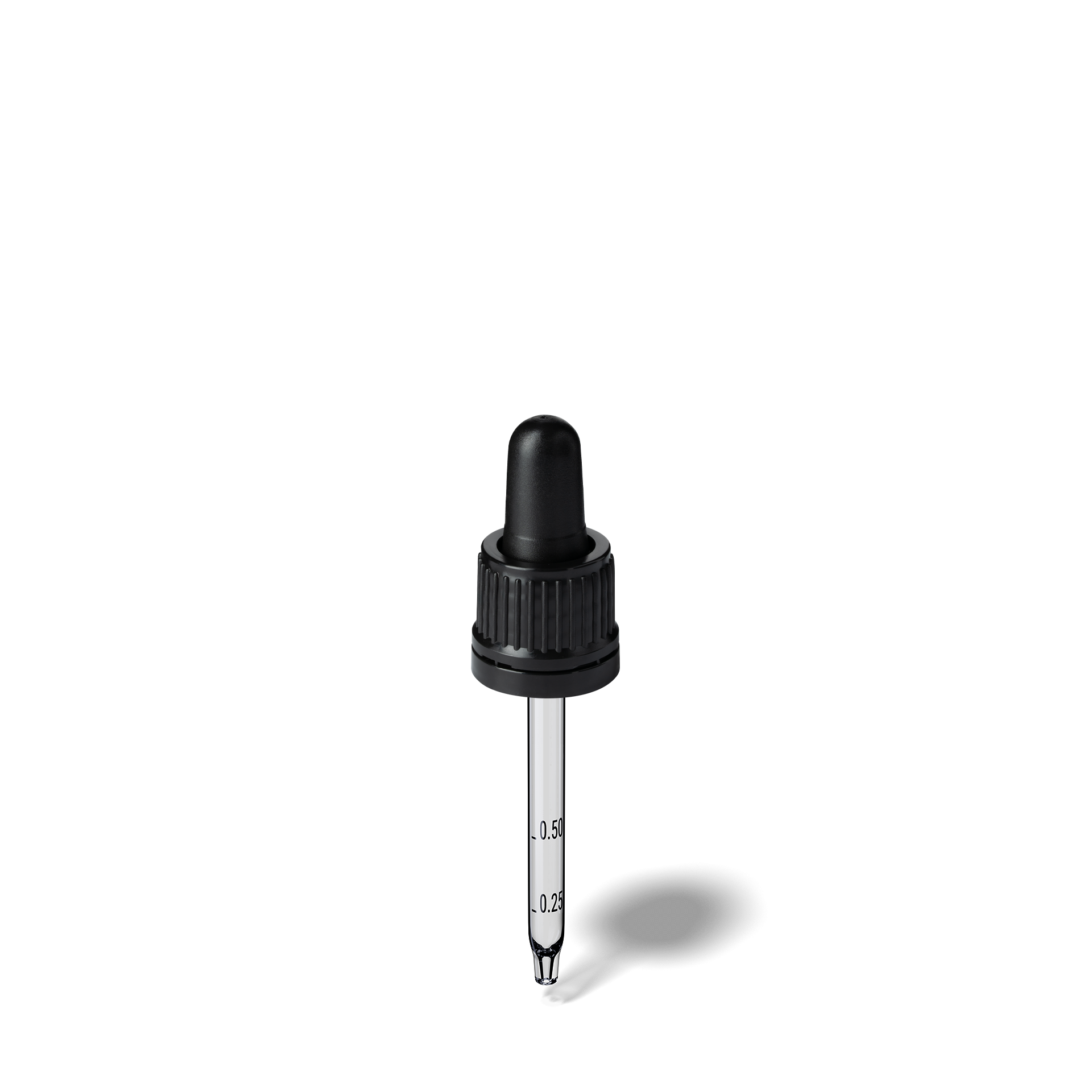 Pipette D02 black ribbed, D18, TE-b, Bulb TPEs-b 0.7, Tip conical 1.0, ORI20/GIN20, Grad-b-A01
