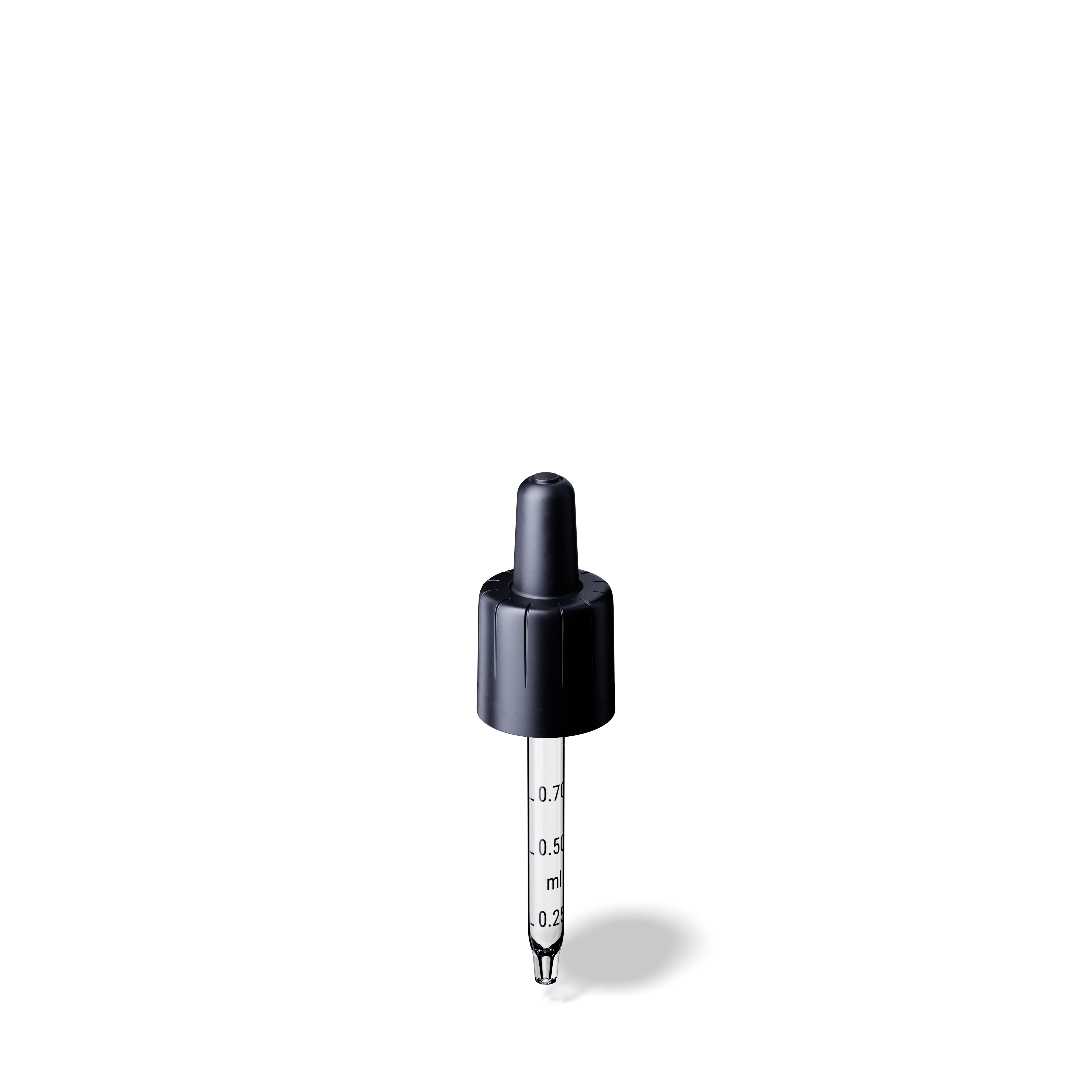 Pipette child-tamper evident DIN18, II, black, bulb TPE, dose 0.7ml, conical tip (Orion 10-70) grad.