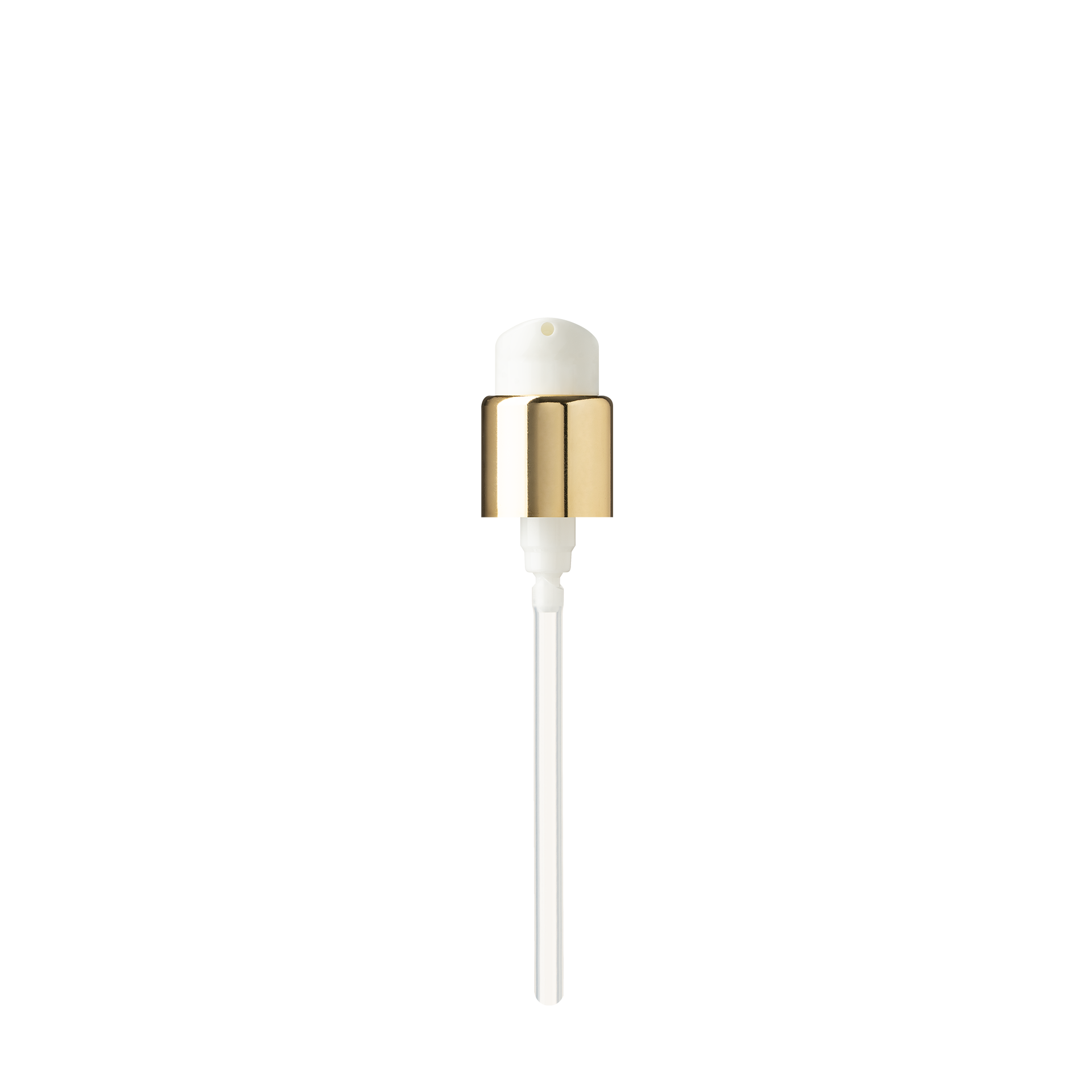 Lotion pump Metropolitan 18/400, PP/metal, gold shiny collar, dose 0.15ml, twist-lock (Lynx 30)