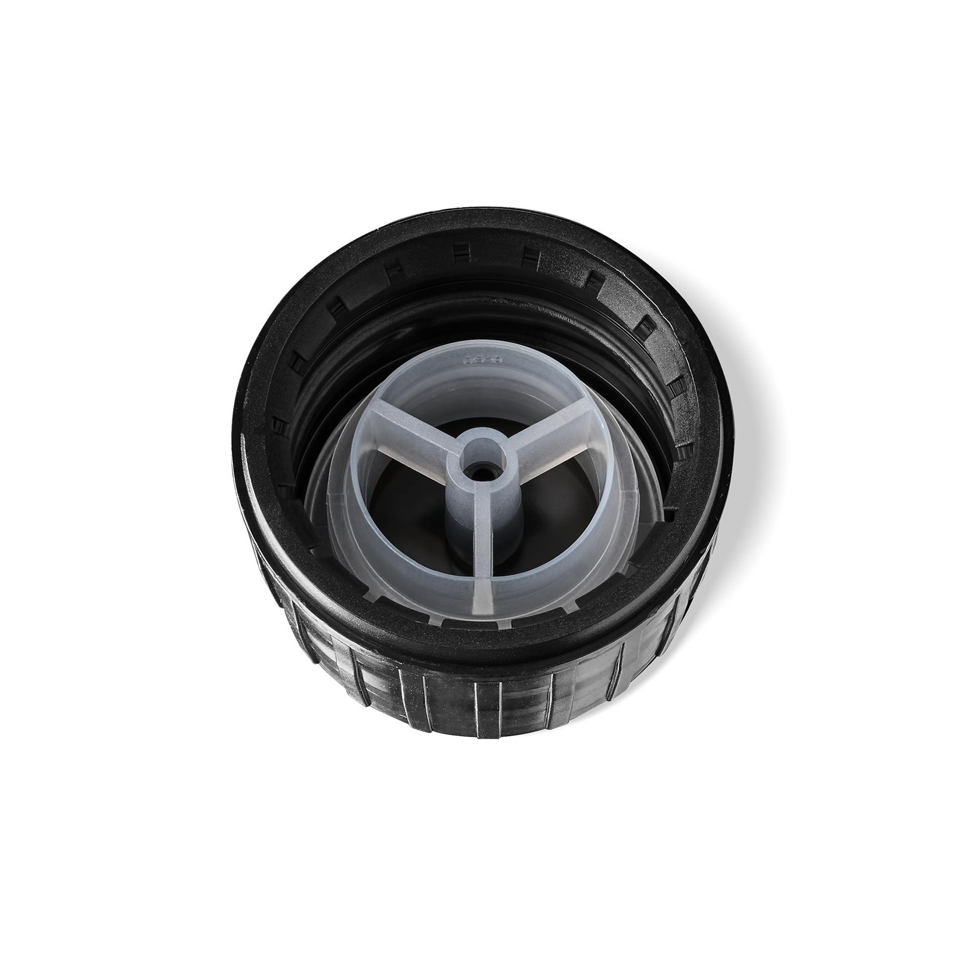 Screw cap tamper evident PP28, III, PEHD, black, ribbed, pourer PELD (Aquarius) Screw cap tamper evident PP28, III, PEHD, black, ribbed, pourer PELD (Aquarius)