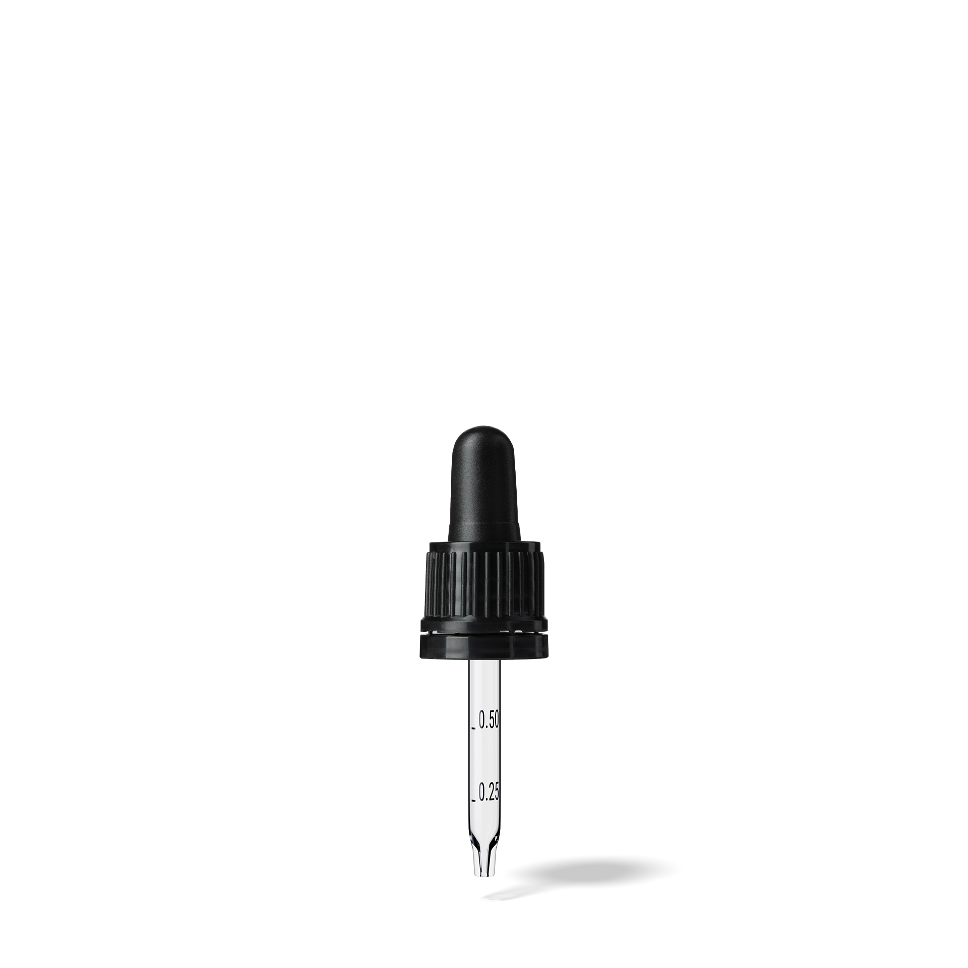 Pipette D02 black ribbed, D18, TE-b, Bulb TPEs-b 0.7, Tip conical 1.0, ORI10-63/GIN10, Grad-b-A01