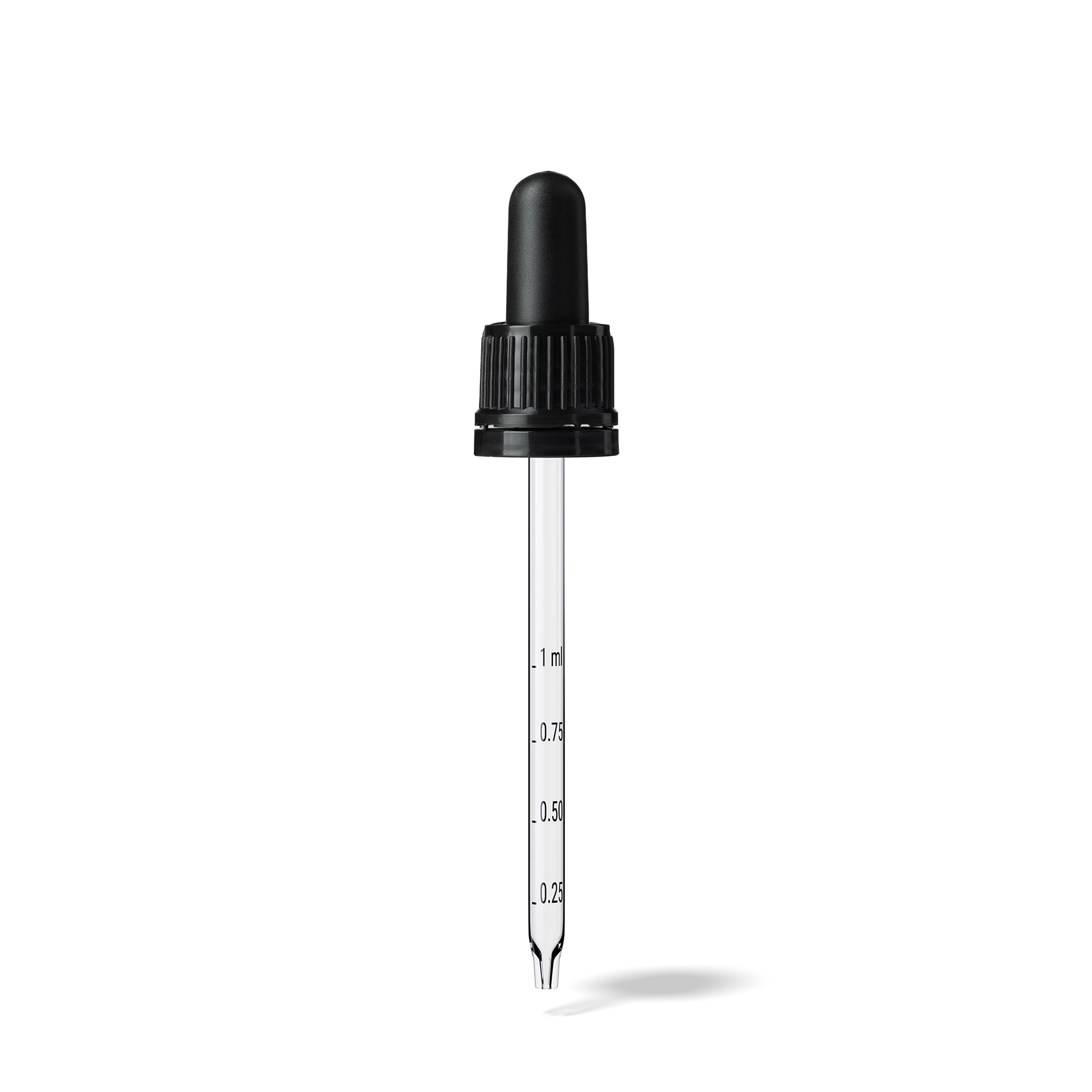 Pipette D02 black ribbed, D18, TE-b, Bulb TPEs-b 1.0, Tip conical 1.0, Grad-b-A02, ORI60-111/GIN100