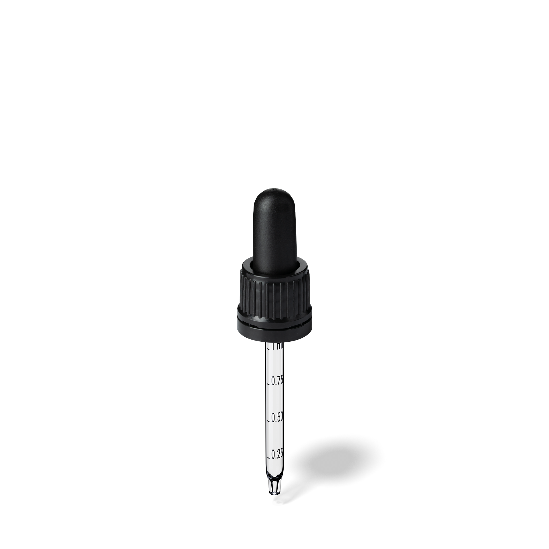 Pipette D02 black ribbed, D18, TE-b, Bulb TPEs-b 1.0, Tip conical 1.0, ORI30/GIN30, Grad-b-A02