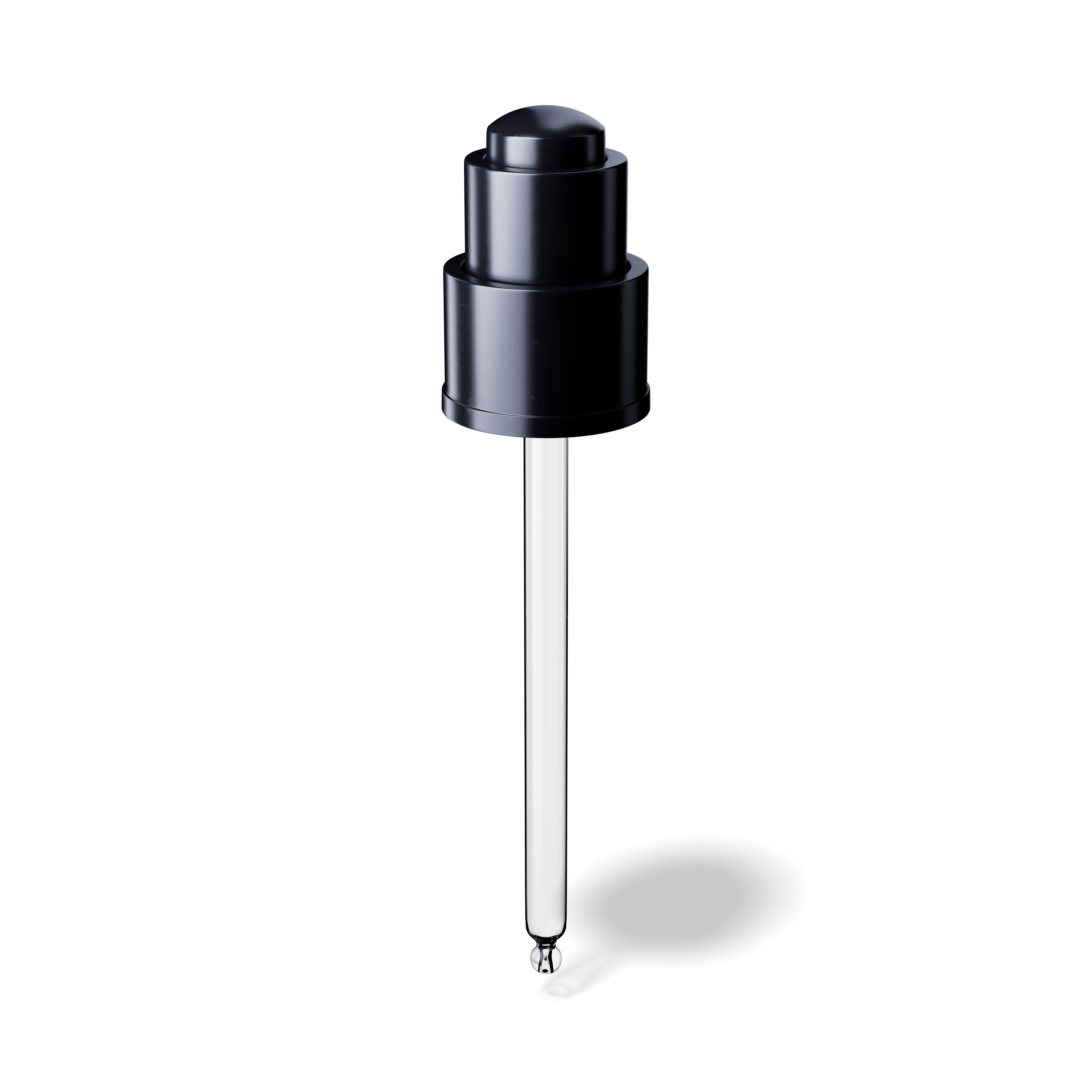 Push-button pipette 24/410, black glossy, bulb Nitrile 0.40ml, ball tip, straight (Virgo 100)