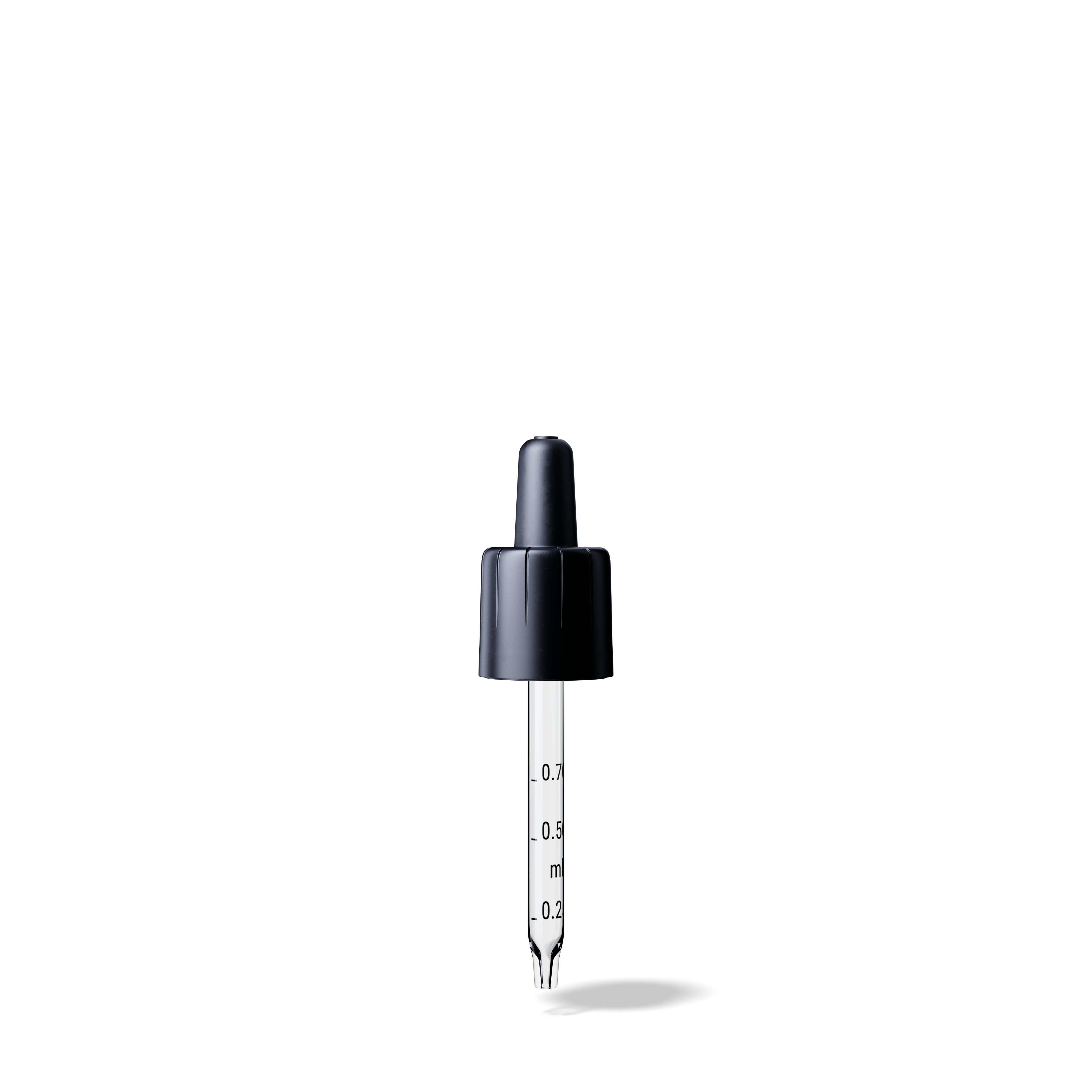 Pipette child-tamper evident DIN18, II, black, bulb TPE, dose 0.7ml, conical tip (Orion 20) grad.