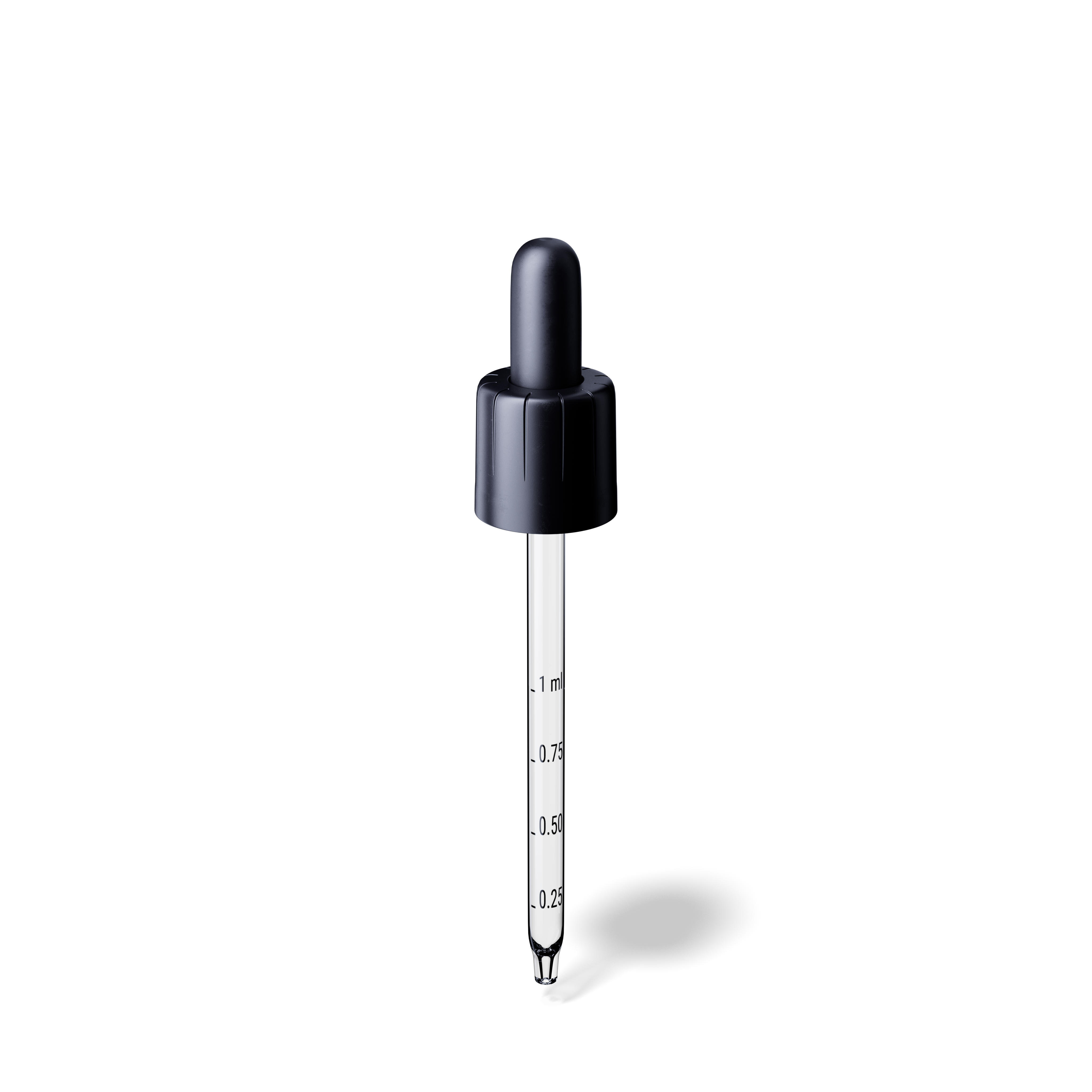 Pipette child-tamper evident DIN18, II, black, bulb TPE, dose 1.0ml, conical tip (Orion 50) grad.