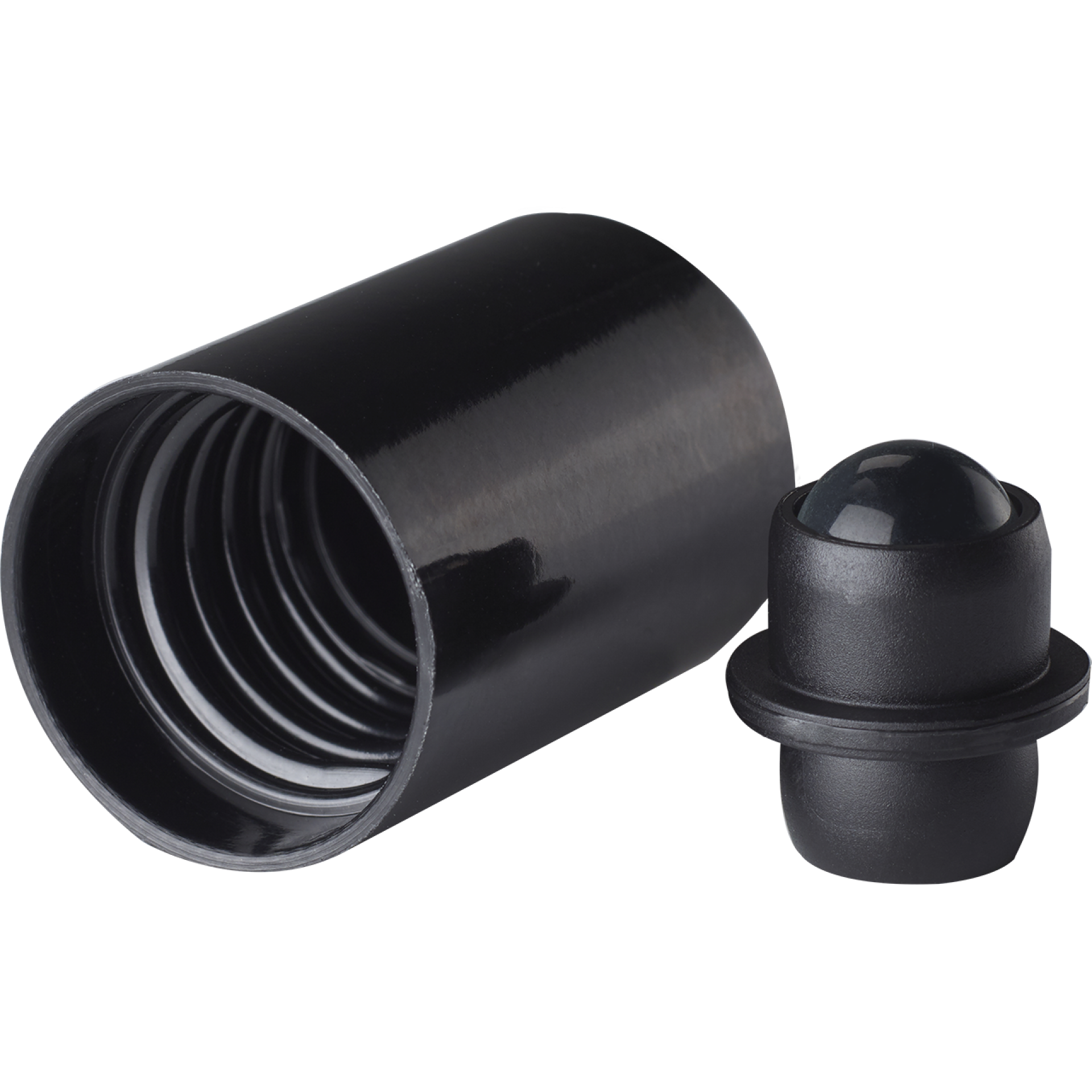Roll-on cap DIN18, Urea, black fitment, polished glass ball, black cap (Orion) Roll-on cap DIN18, Urea, black fitment, polished glass ball, black cap (Orion)