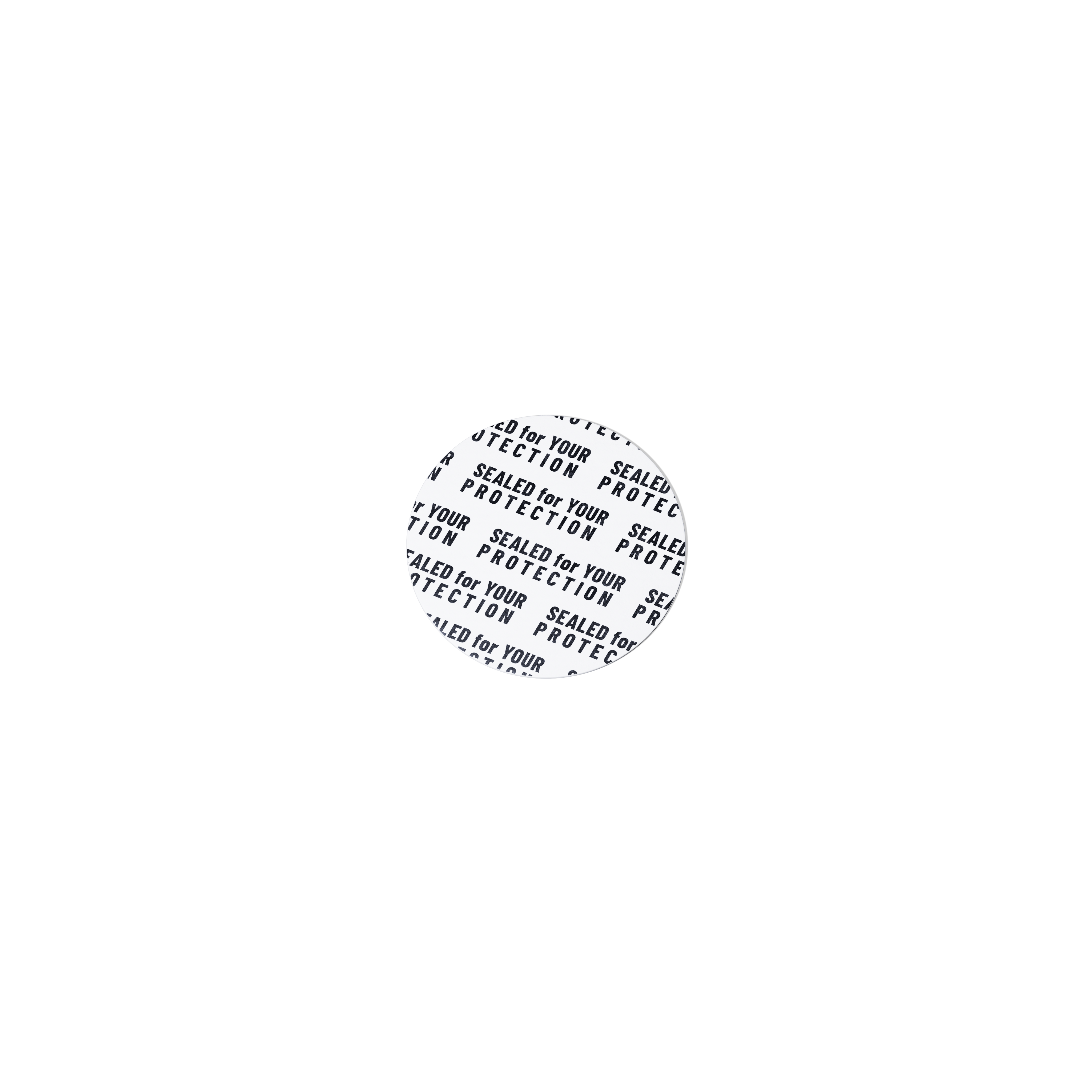 Pressure sensitive seal, 30mm, white, black text (Ceres 5), only applicable for dry goods
