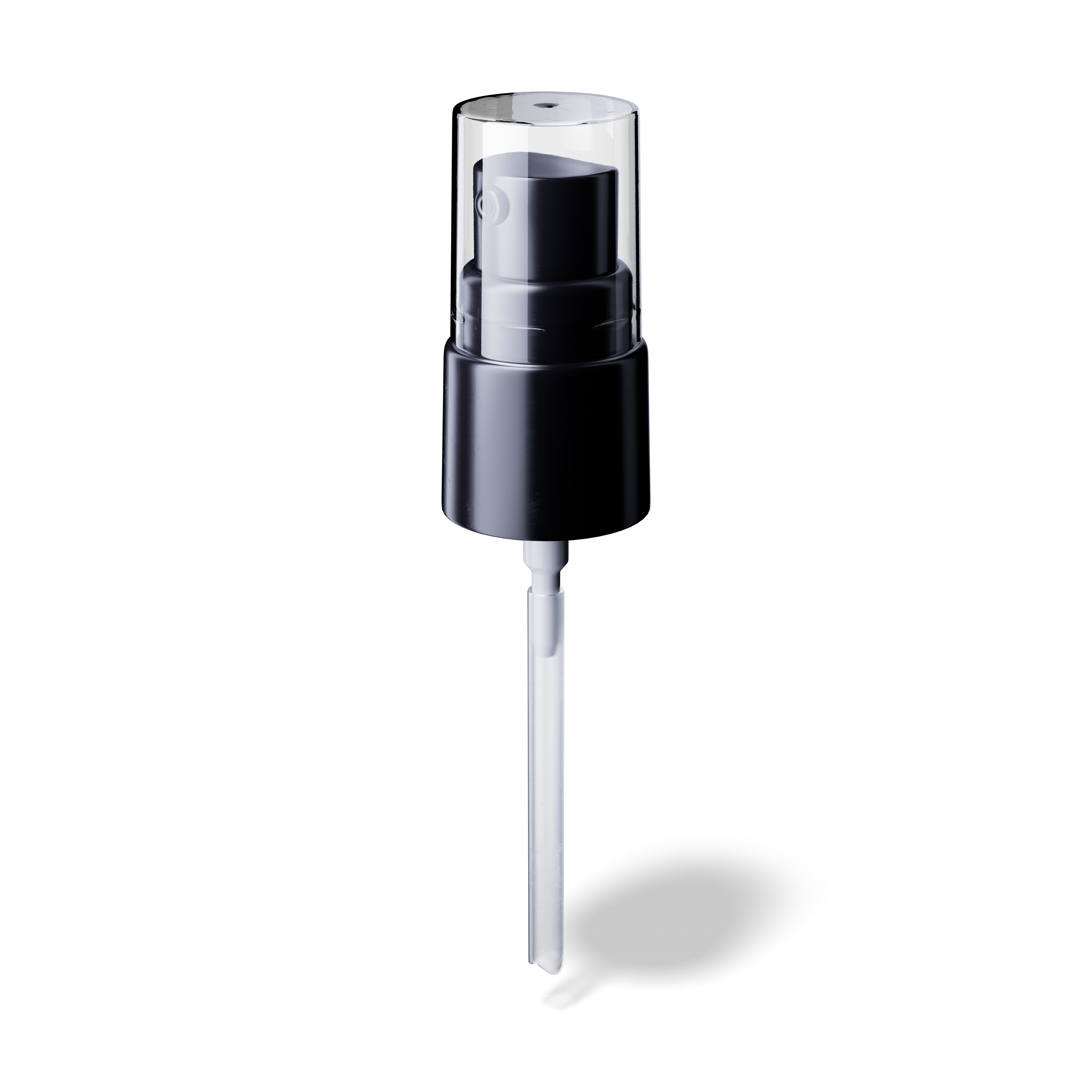 Lotion pump Sinfonia 18/415, PP black, glossy finish, dose 0.10ml, transparent overcap (Virgo 30)