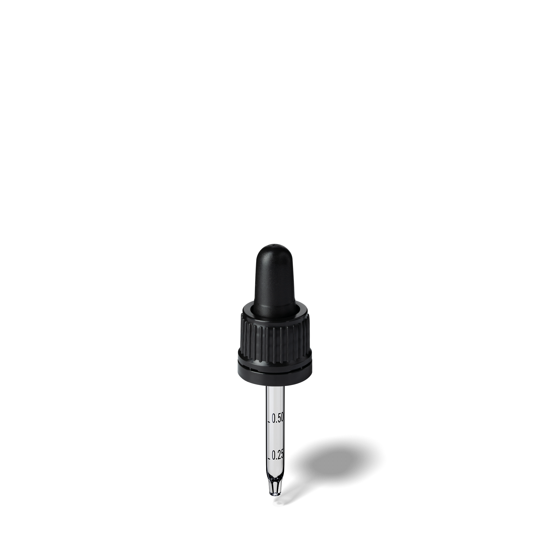 Pipette D02 black ribbed, D18, TE-b, Bulb TPEs-b 0.7, Tip conical 1.0, ORI10-63/GIN10, Grad-b-A01