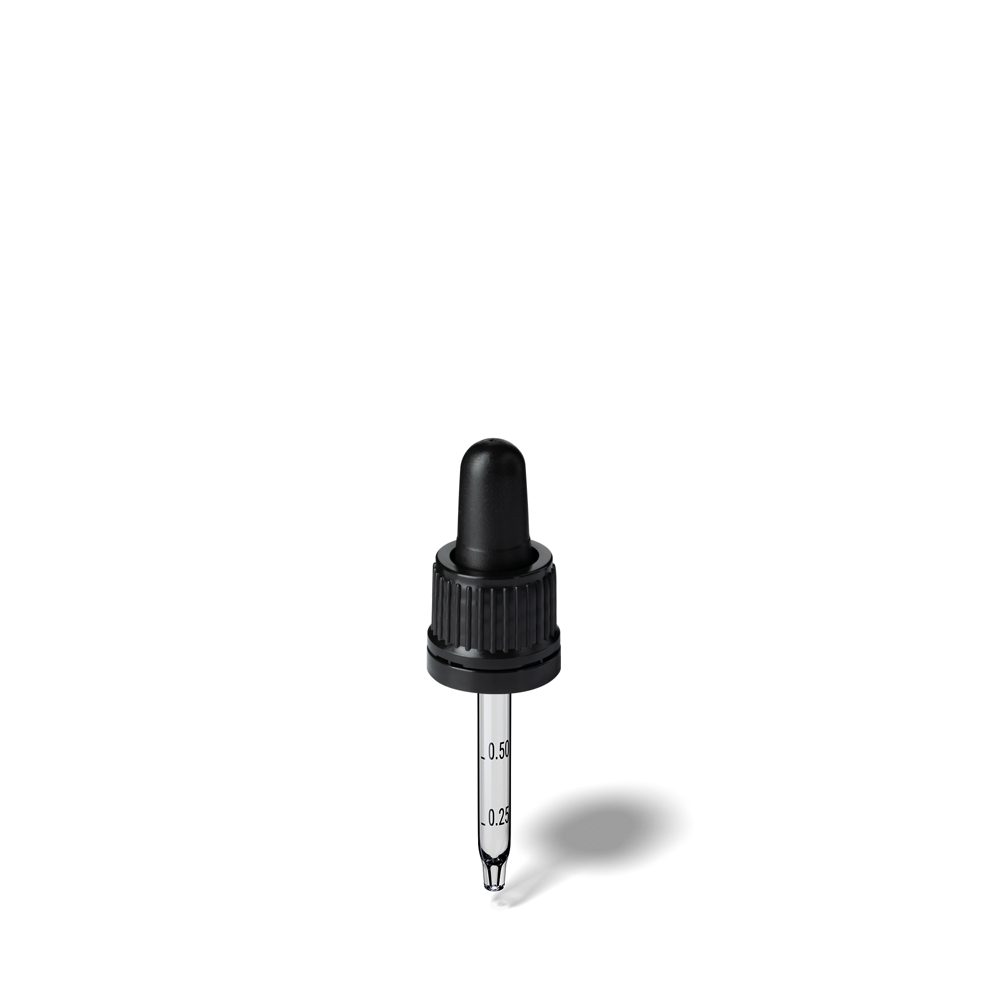 Pipette D02 black ribbed, D18, TE-b, Bulb TPEs-b 0.7, Tip conical 1.0, ORI10-63/GIN10, Grad-b-A01 Pipette D02 black ribbed, D18, TE-b, Bulb TPEs-b 0.7, Tip conical 1.0, ORI10-63/GIN10, Grad-b-A01